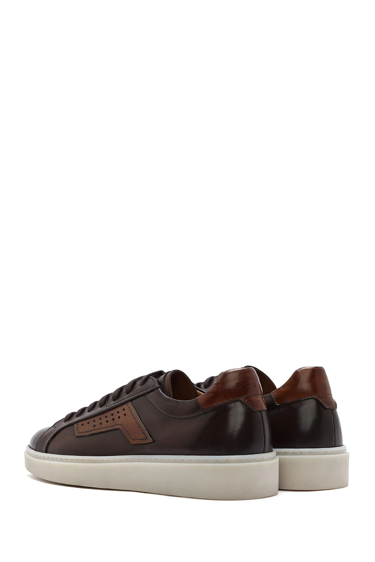 Erkek Kahverengi Bağcıklı Deri Sneaker - Image 6