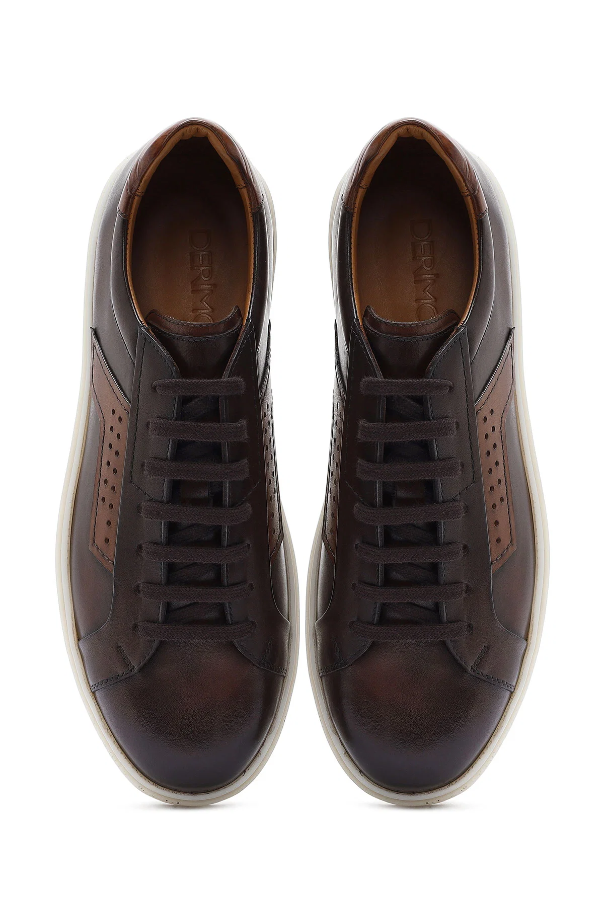 Erkek Kahverengi Bağcıklı Deri Sneaker - Image 8