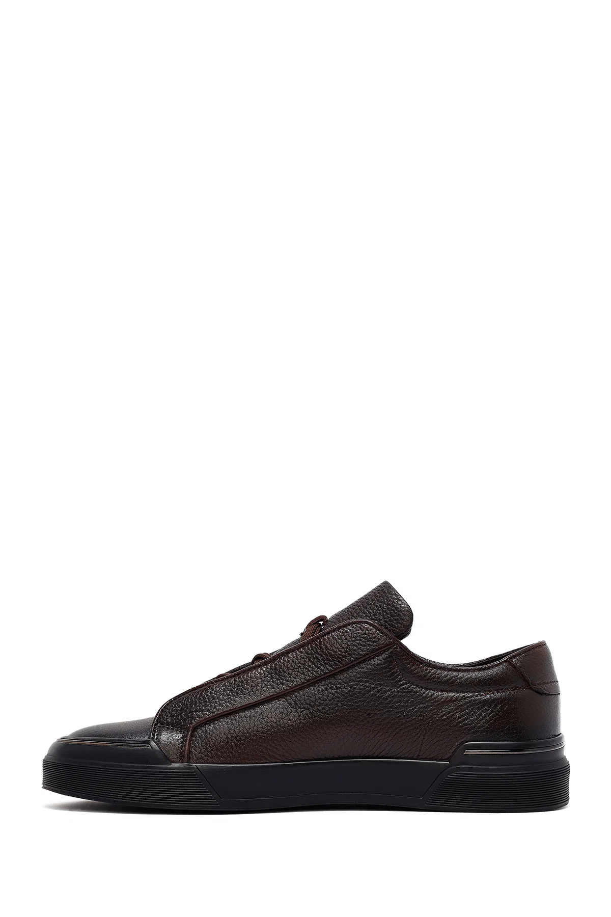 Erkek Kahverengi Bağcıklı Deri Sneaker - Image 2