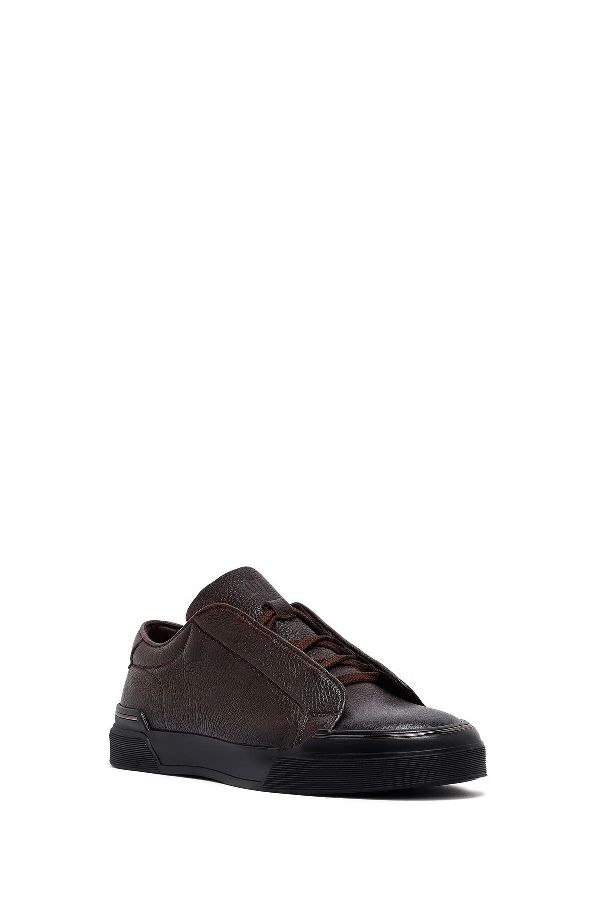 Erkek Kahverengi Bağcıklı Deri Sneaker - Image 6