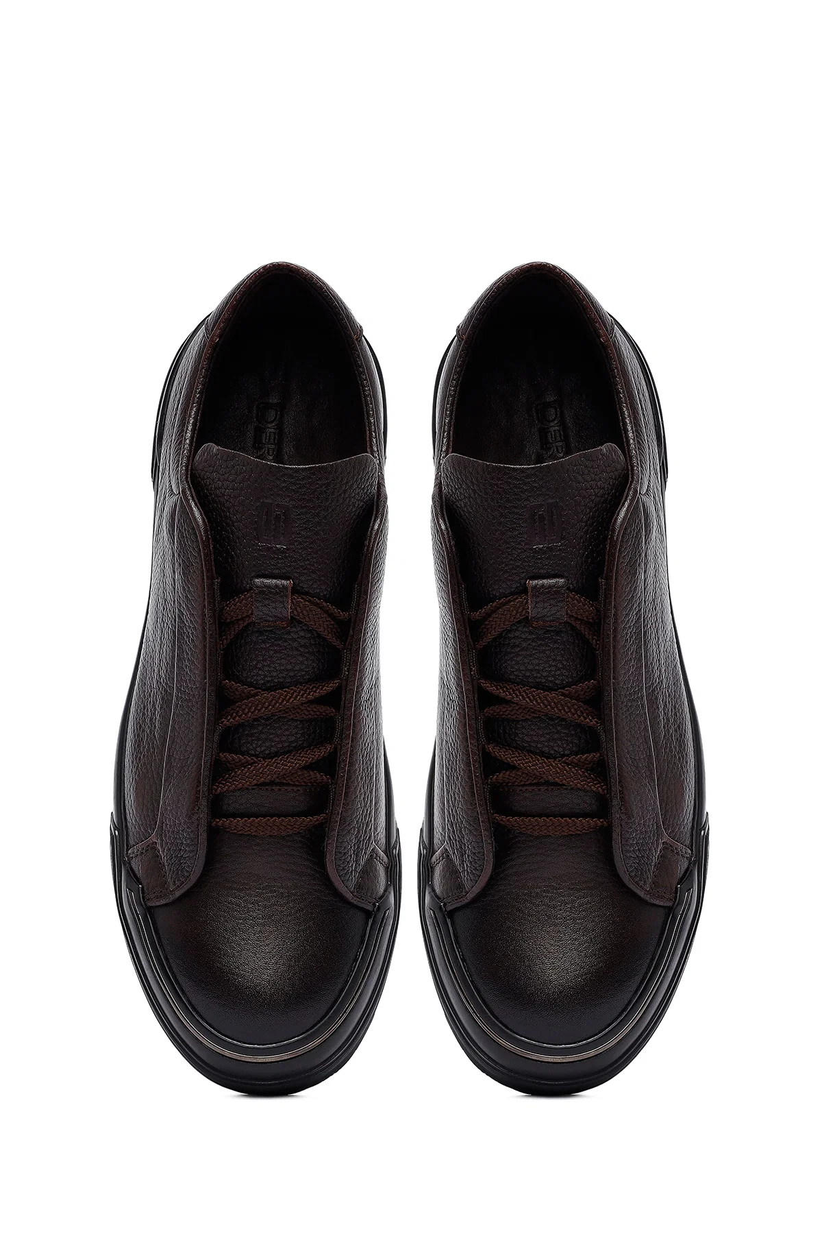 Erkek Kahverengi Bağcıklı Deri Sneaker - Image 7