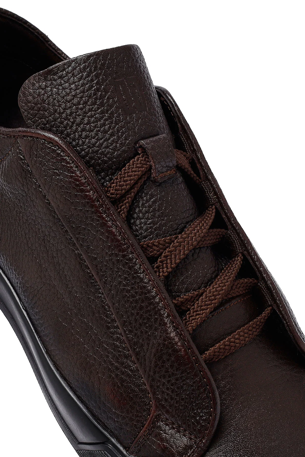 Erkek Kahverengi Bağcıklı Deri Sneaker - Image 9
