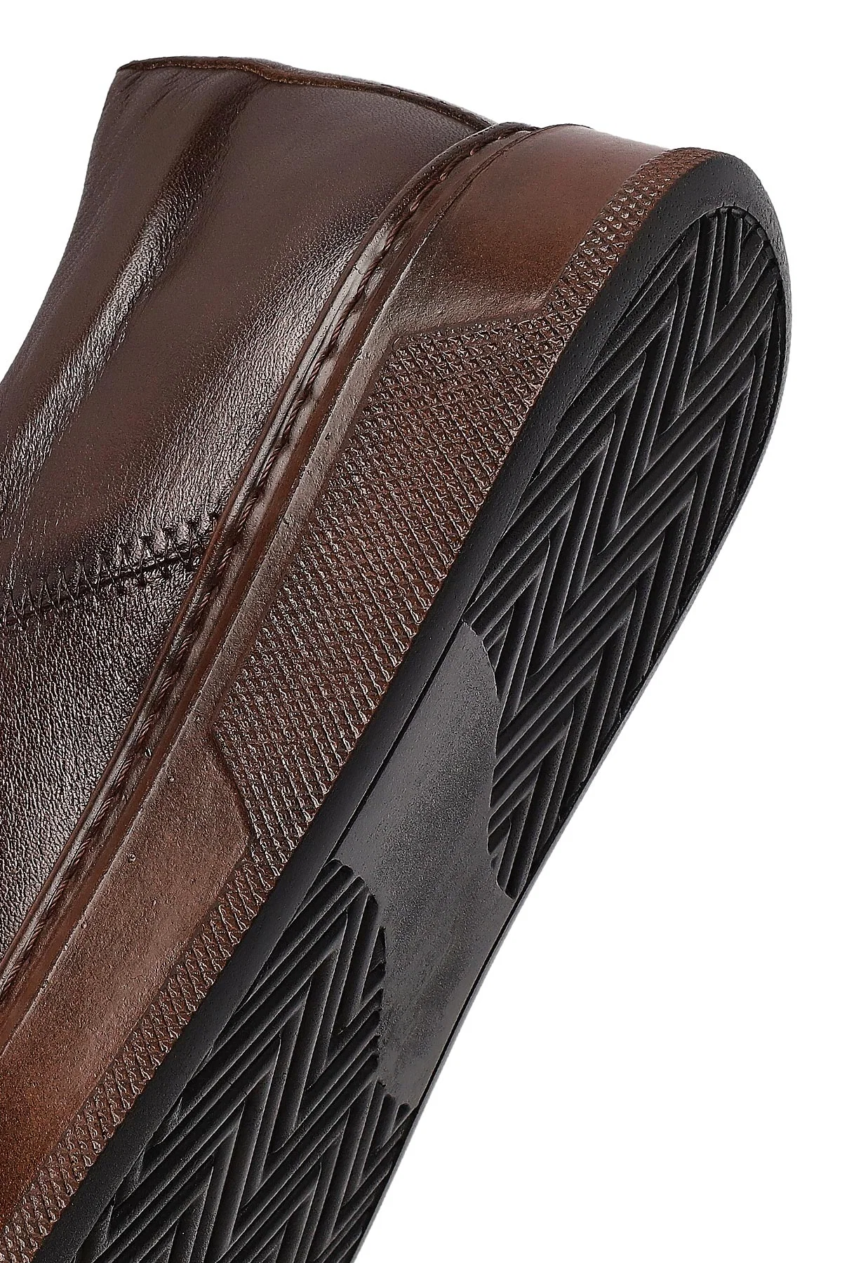 Erkek Kahverengi Bağcıklı Deri Sneaker - Image 8