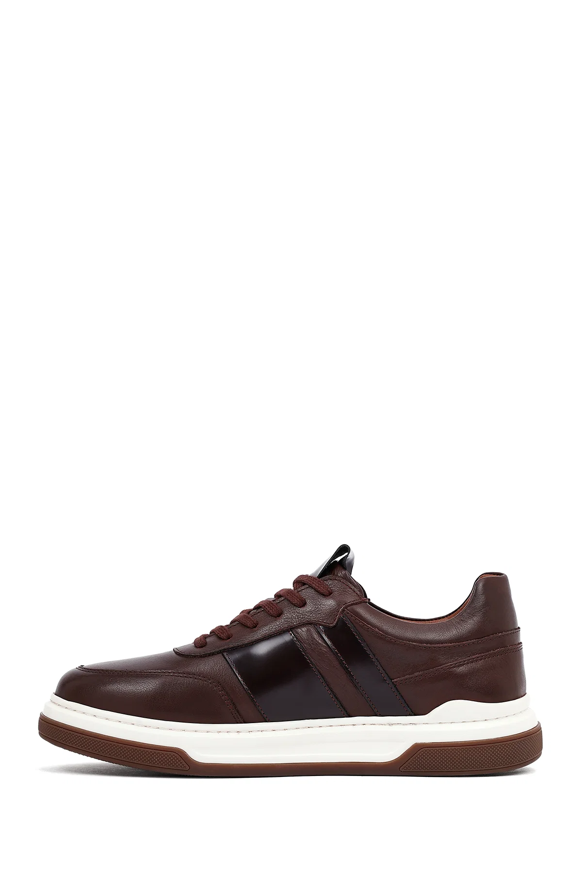 Erkek Kahverengi Bağcıklı Deri Sneaker - Image 2
