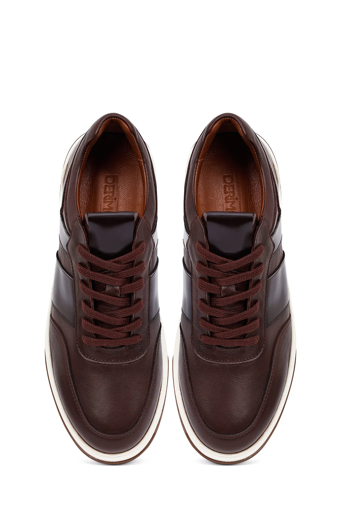 Erkek Kahverengi Bağcıklı Deri Sneaker - Image 7