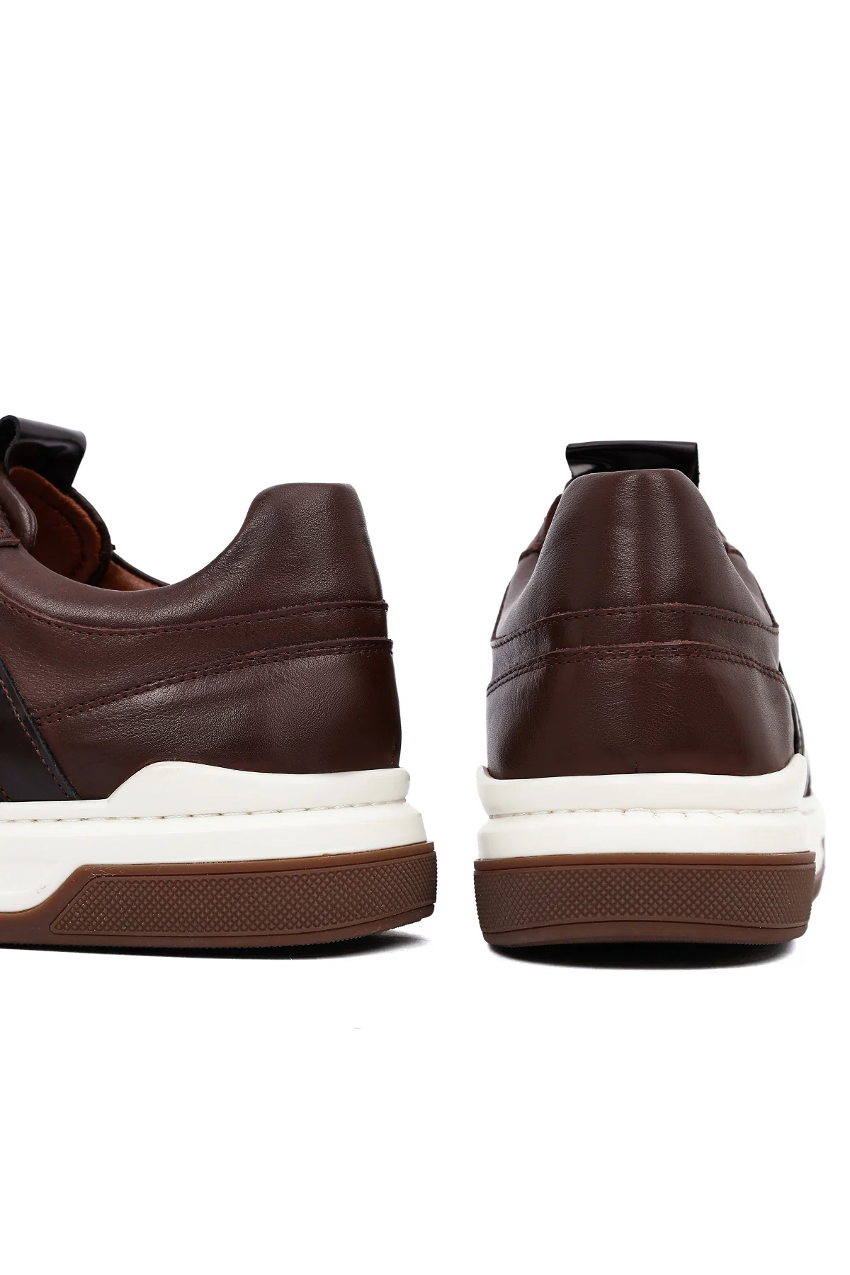 Erkek Kahverengi Bağcıklı Deri Sneaker - Image 8