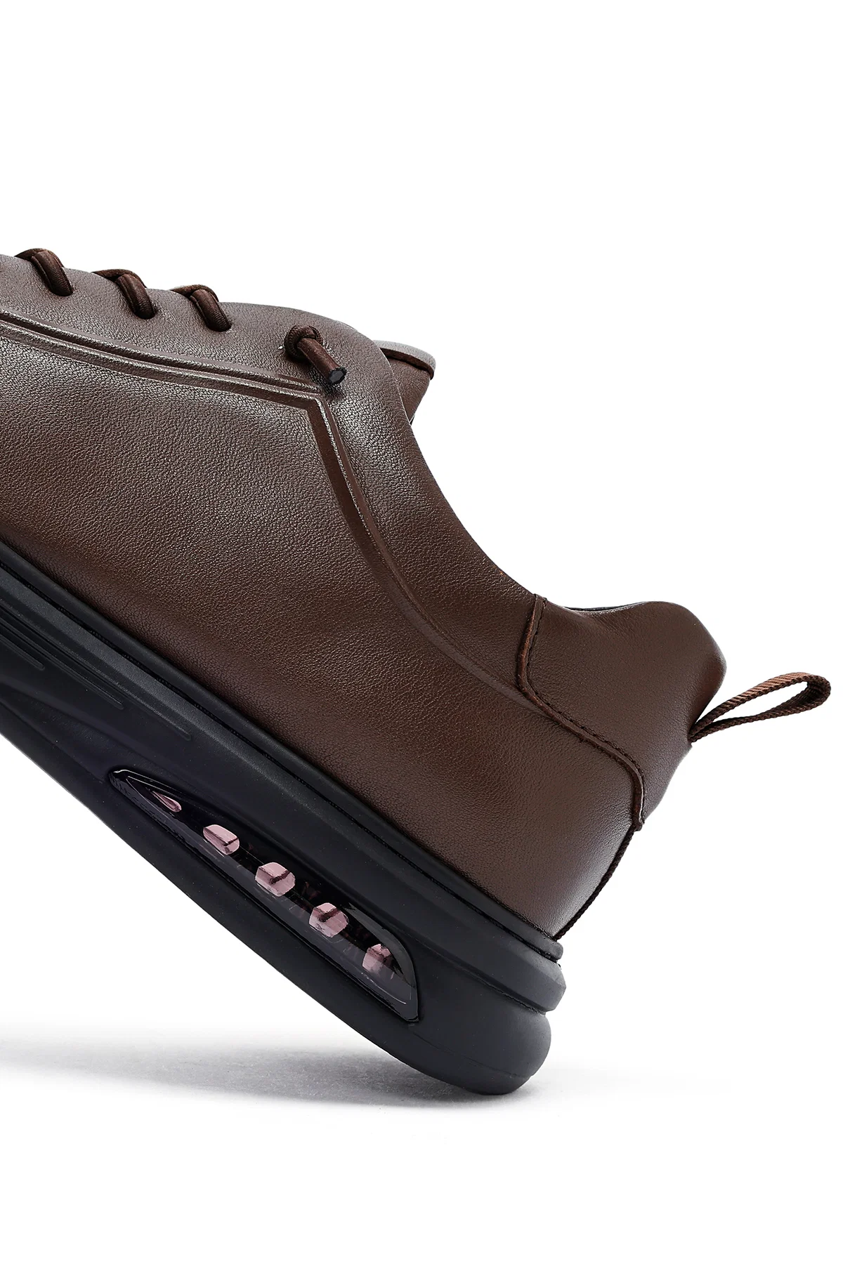 Erkek Kahverengi Bağcıklı Deri Sneaker - Image 10