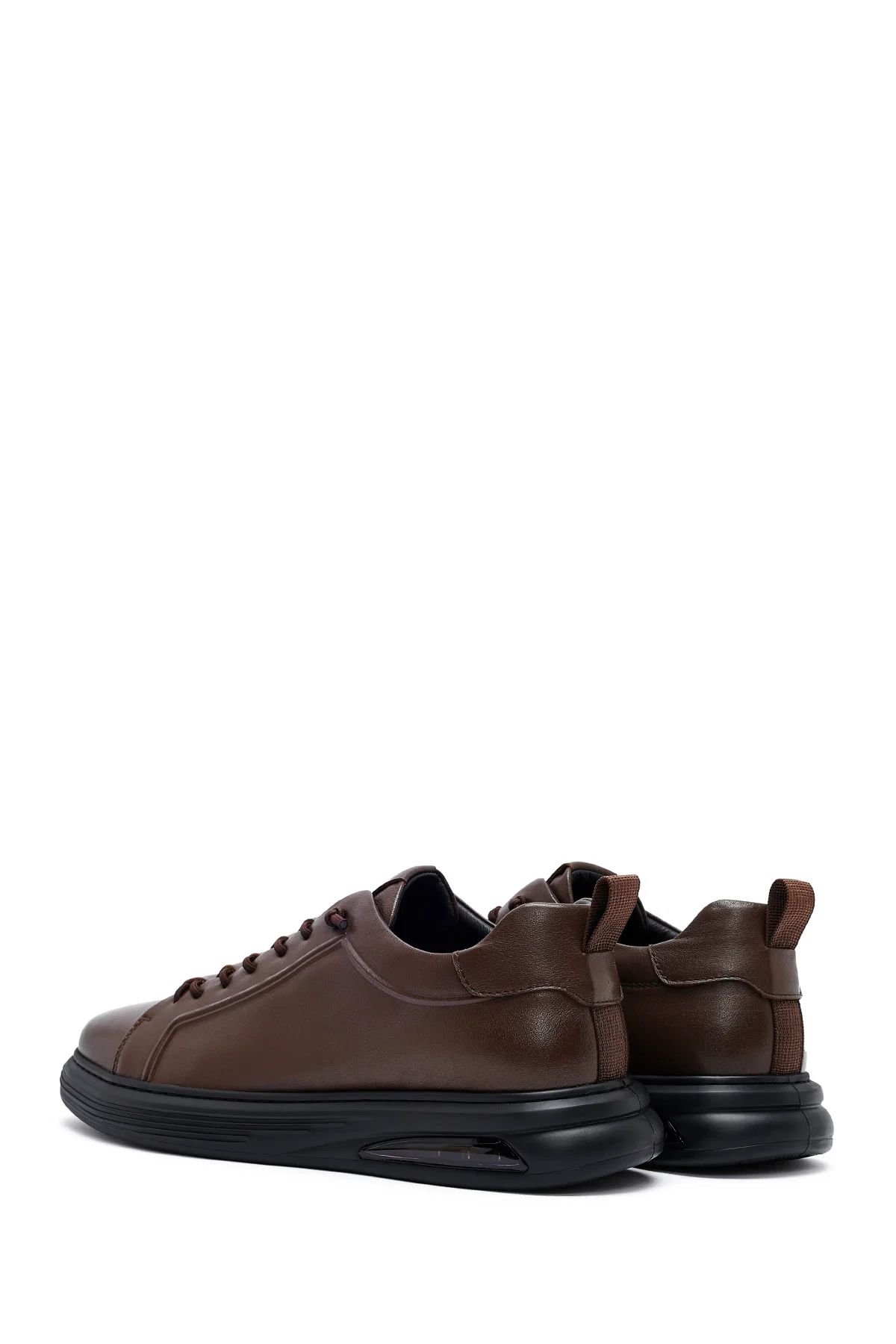 Erkek Kahverengi Bağcıklı Deri Sneaker - Image 5