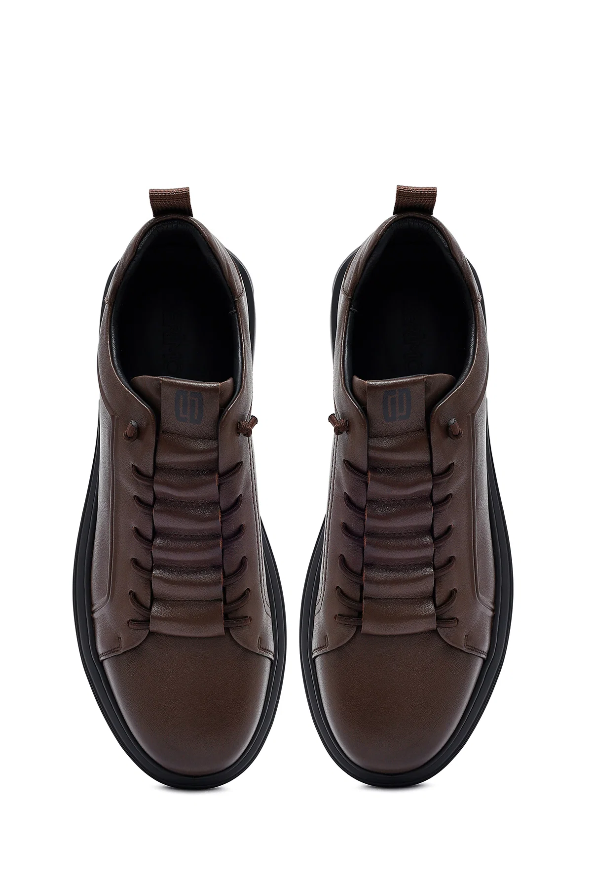 Erkek Kahverengi Bağcıklı Deri Sneaker - Image 7