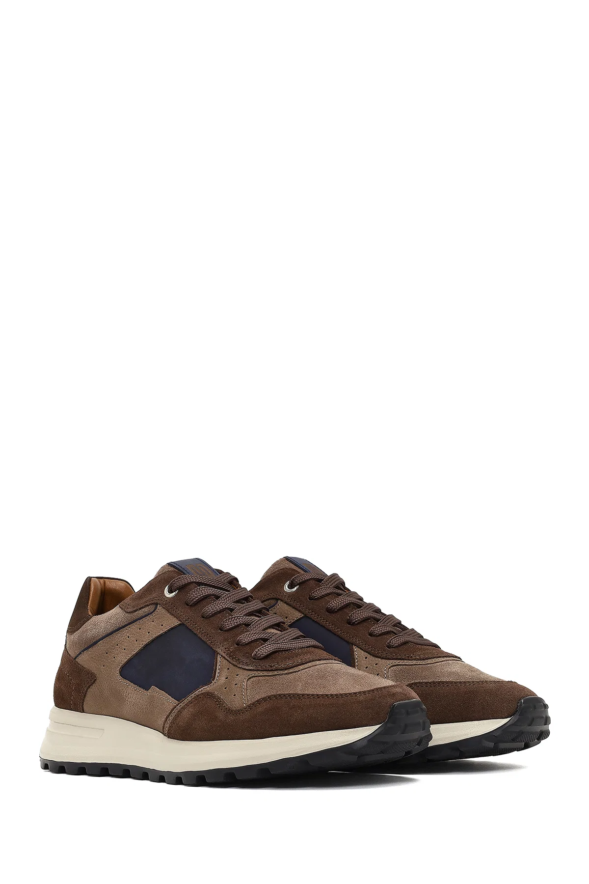 Erkek Kahverengi Bağcıklı Deri Sneaker - Image 3