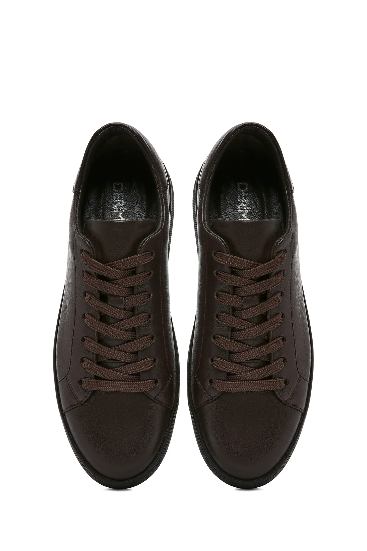 Erkek Kahverengi Bağcıklı Deri Sneaker - Image 4