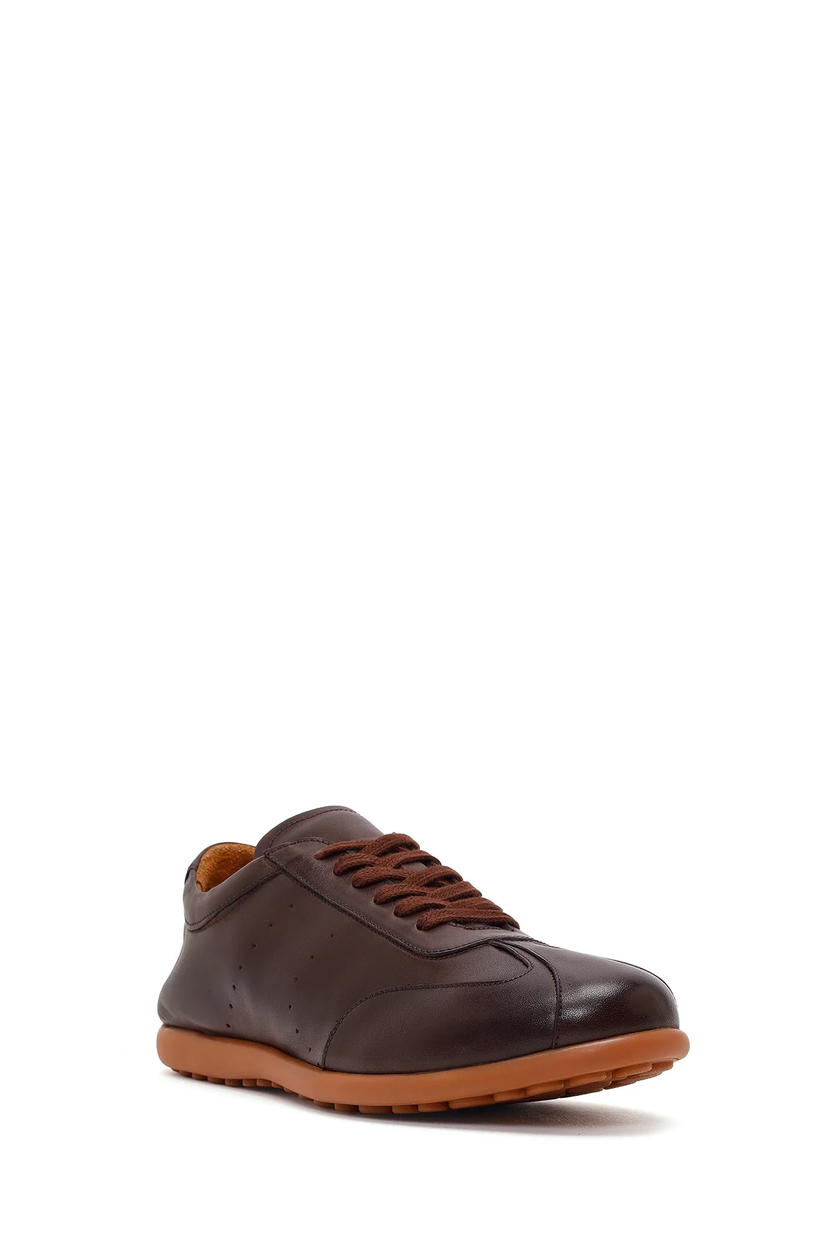 Erkek Kahverengi Bağcıklı Deri Sneaker - Image 7