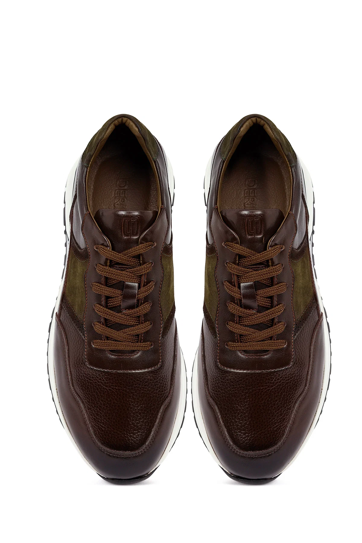Erkek Kahverengi Bağcıklı Kalın Tabanlı Deri Casual Sneaker - Image 7