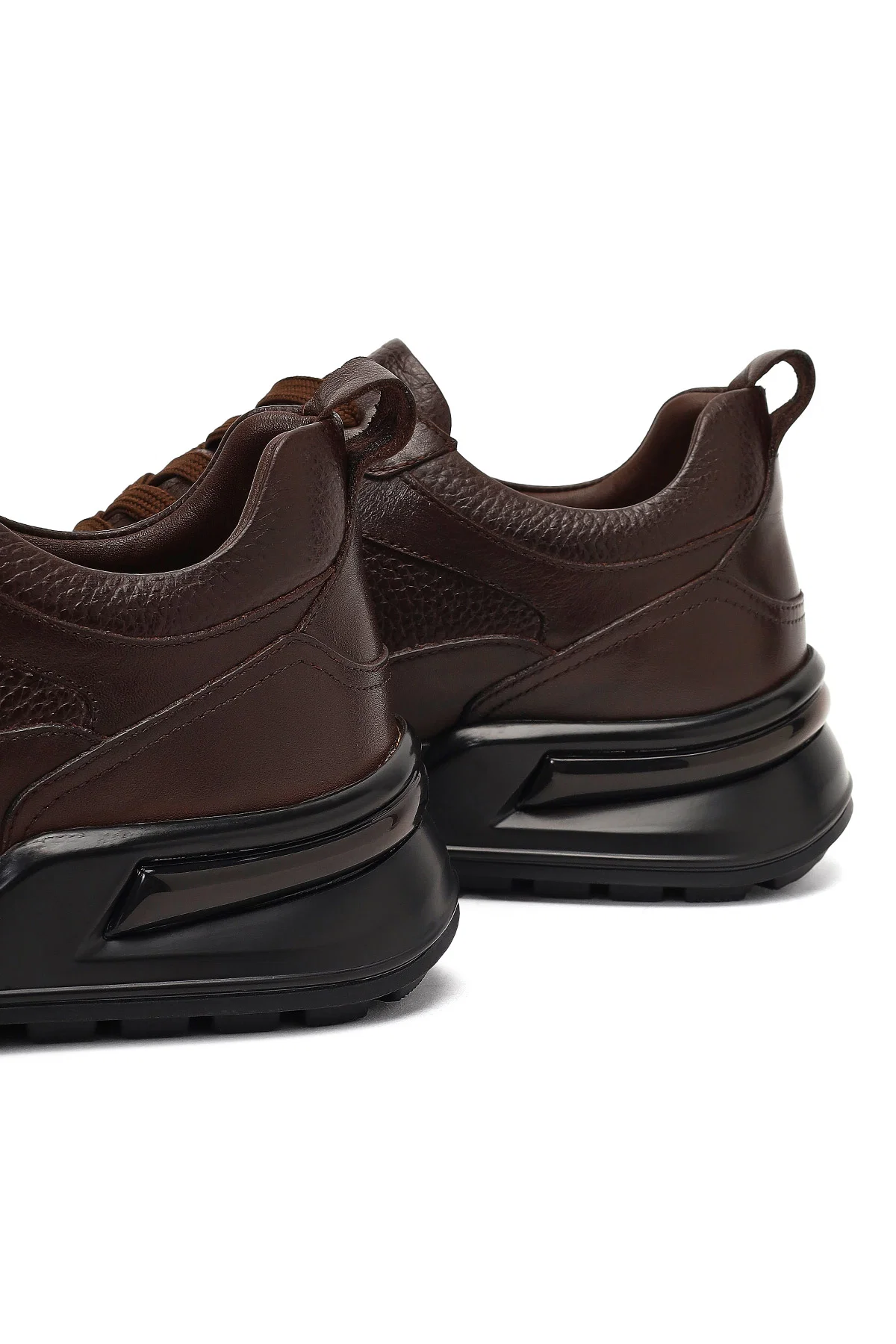 Erkek Kahverengi Bağcıklı Kalın Tabanlı Deri Casual Sneaker - Image 11