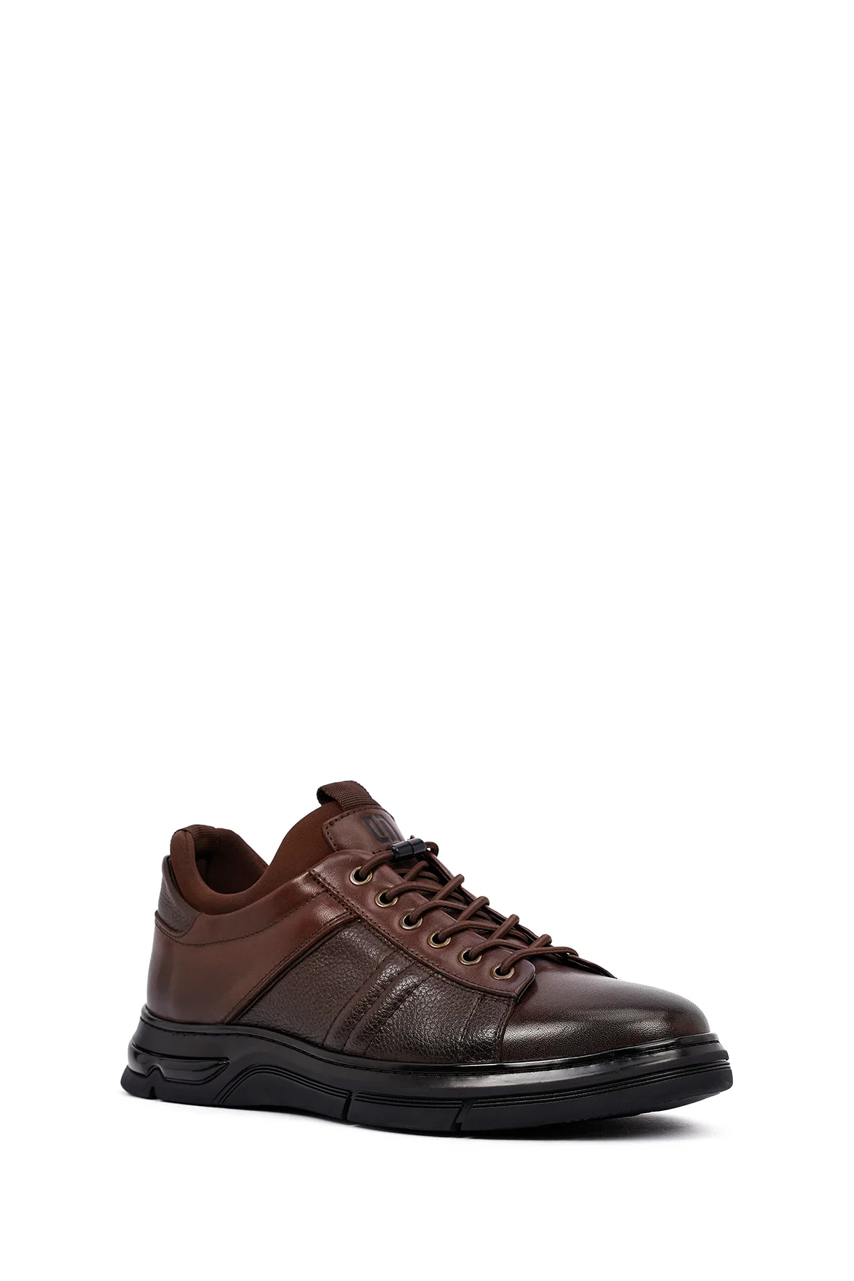 Erkek Kahverengi Bağcıklı Kalın Tabanlı Deri Casual Sneaker - Image 6