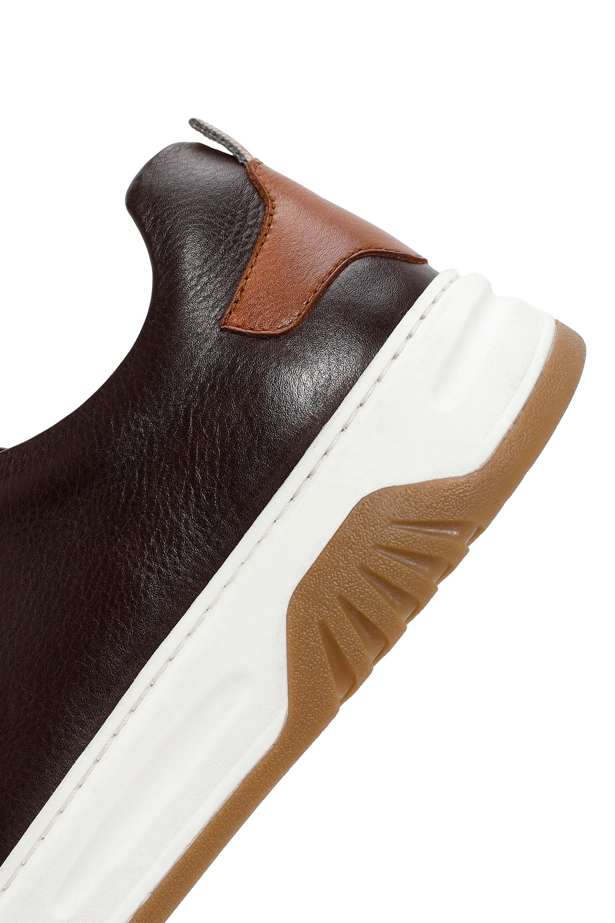 Erkek Kahverengi Bağcıklı Kalın Tabanlı Deri Sneaker - Image 7
