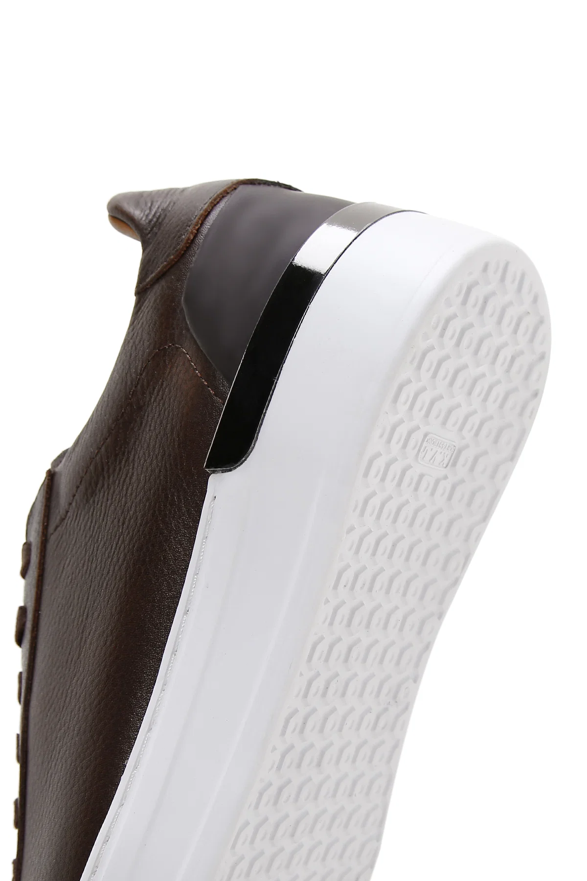 Erkek Kahverengi Bağcıklı Kalın Tabanlı Deri Sneaker - Image 7