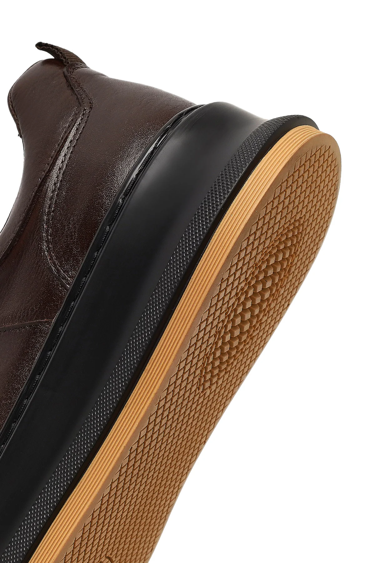 Erkek Kahverengi Bağcıklı Kalın Tabanlı Deri Sneaker - Image 8