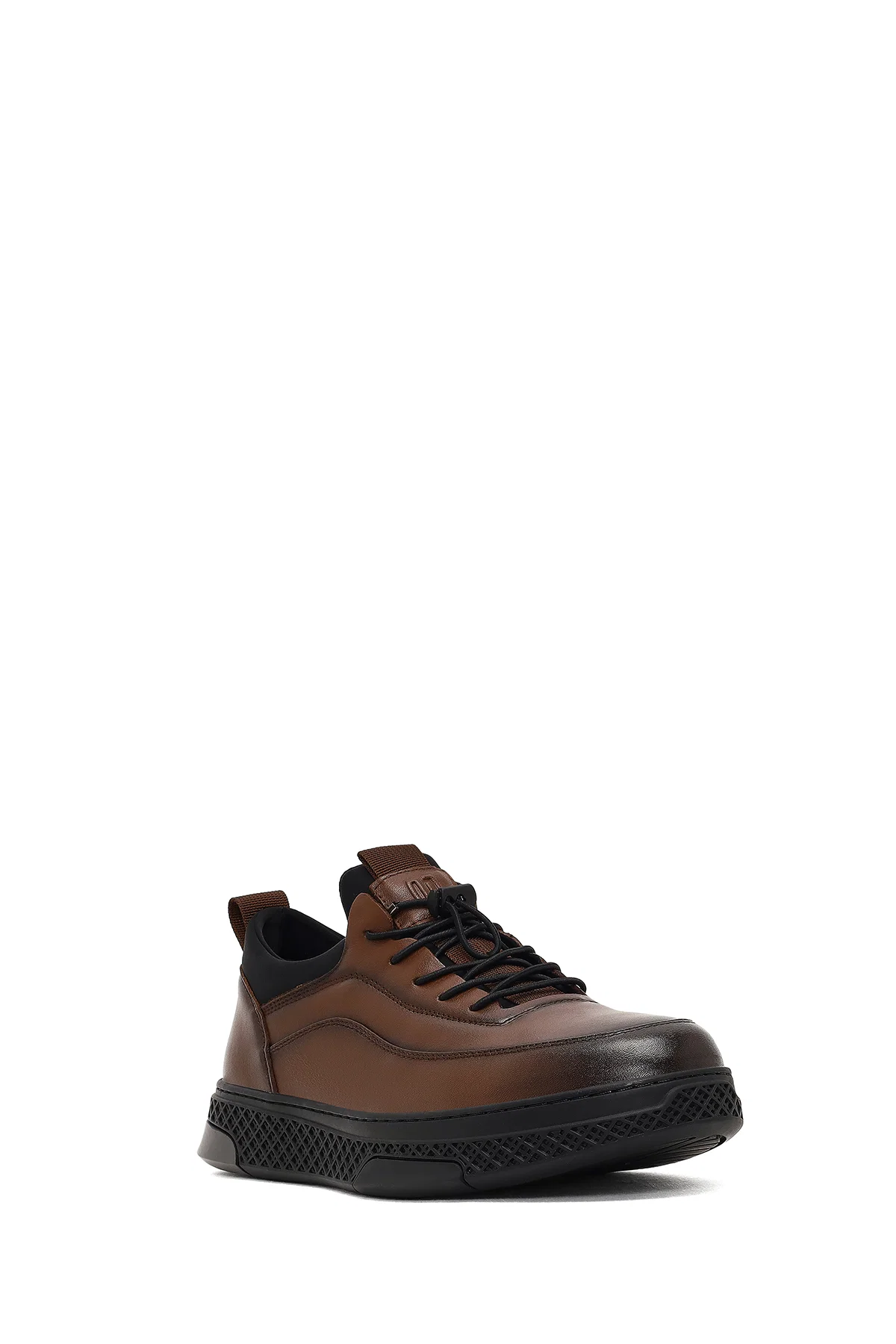 Erkek Kahverengi Bağcıklı Kalın Tabanlı Deri Sneaker - Image 6