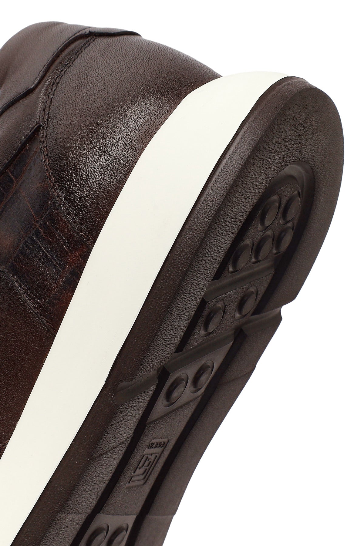 Erkek Kahverengi Bağcıklı Kalın Tabanlı Deri Sneaker - Image 8
