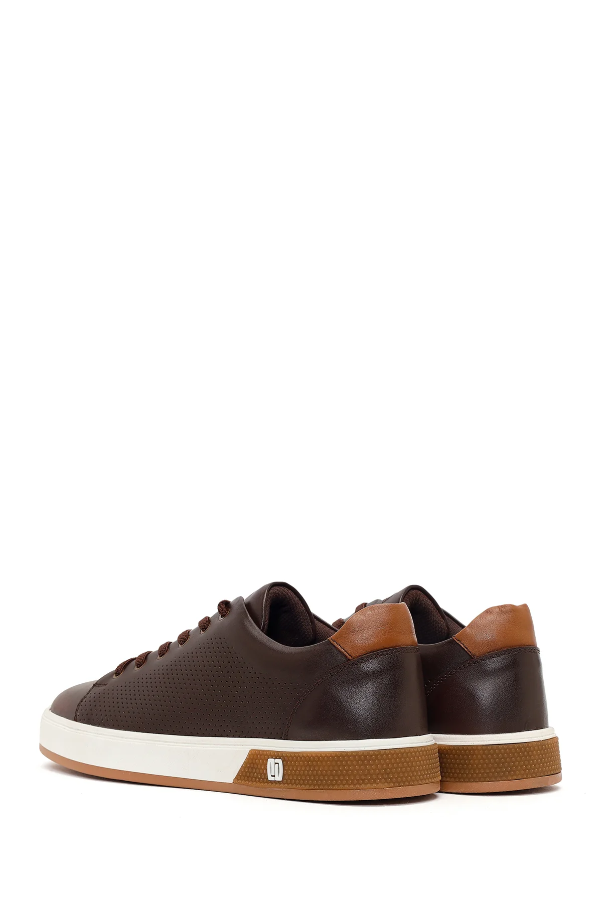Erkek Kahverengi Bağcıklı Kalın Tabanlı Deri Sneaker - Image 5