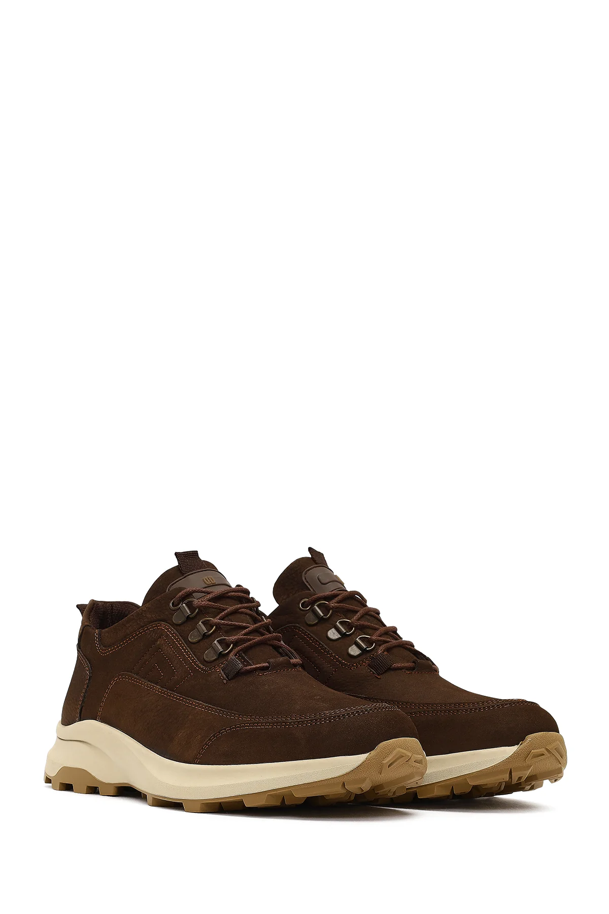 Erkek Kahverengi Bağcıklı Kalın Tabanlı Nubuk Deri Casual Sneaker - Image 3