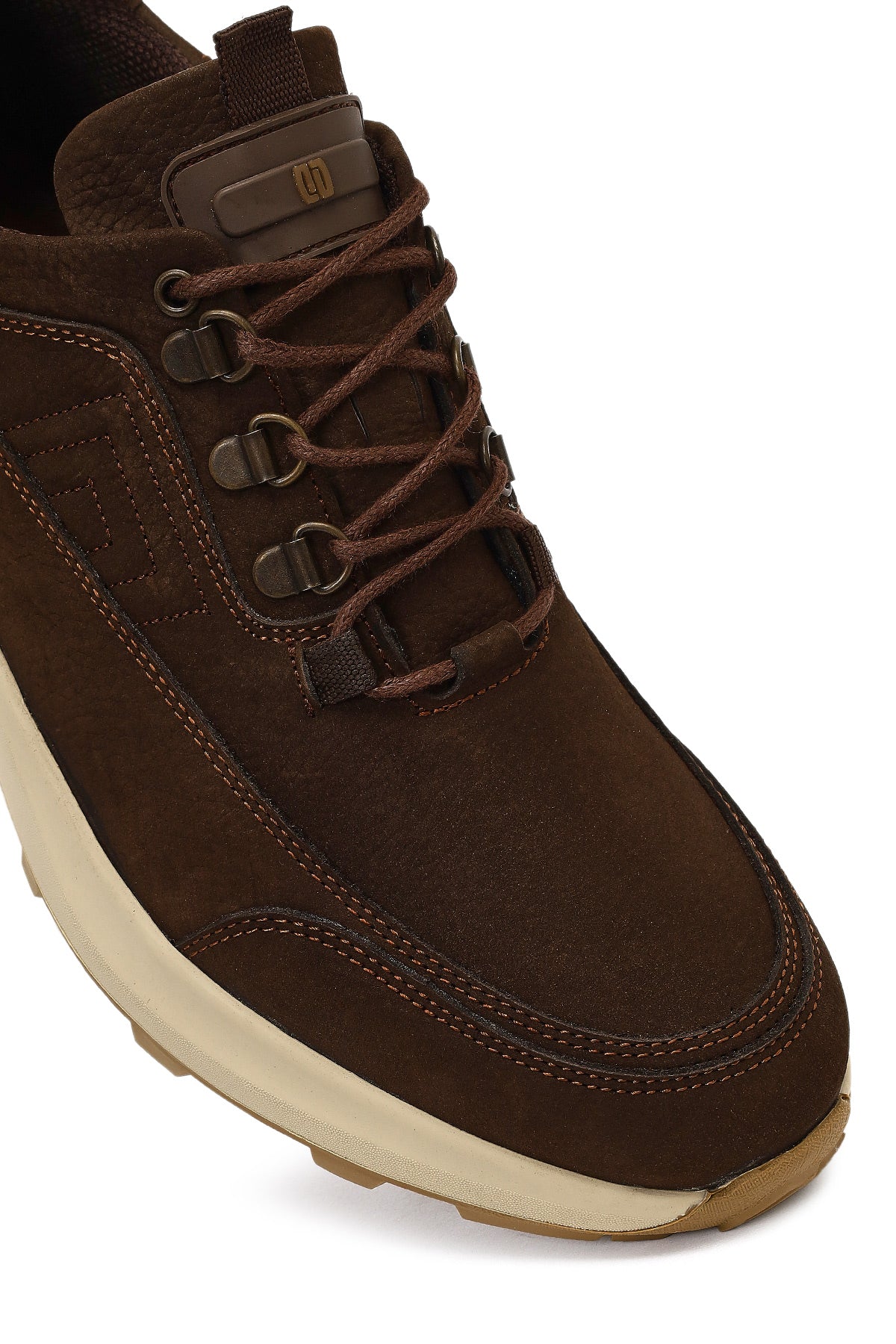 Erkek Kahverengi Bağcıklı Kalın Tabanlı Nubuk Deri Casual Sneaker - Image 8