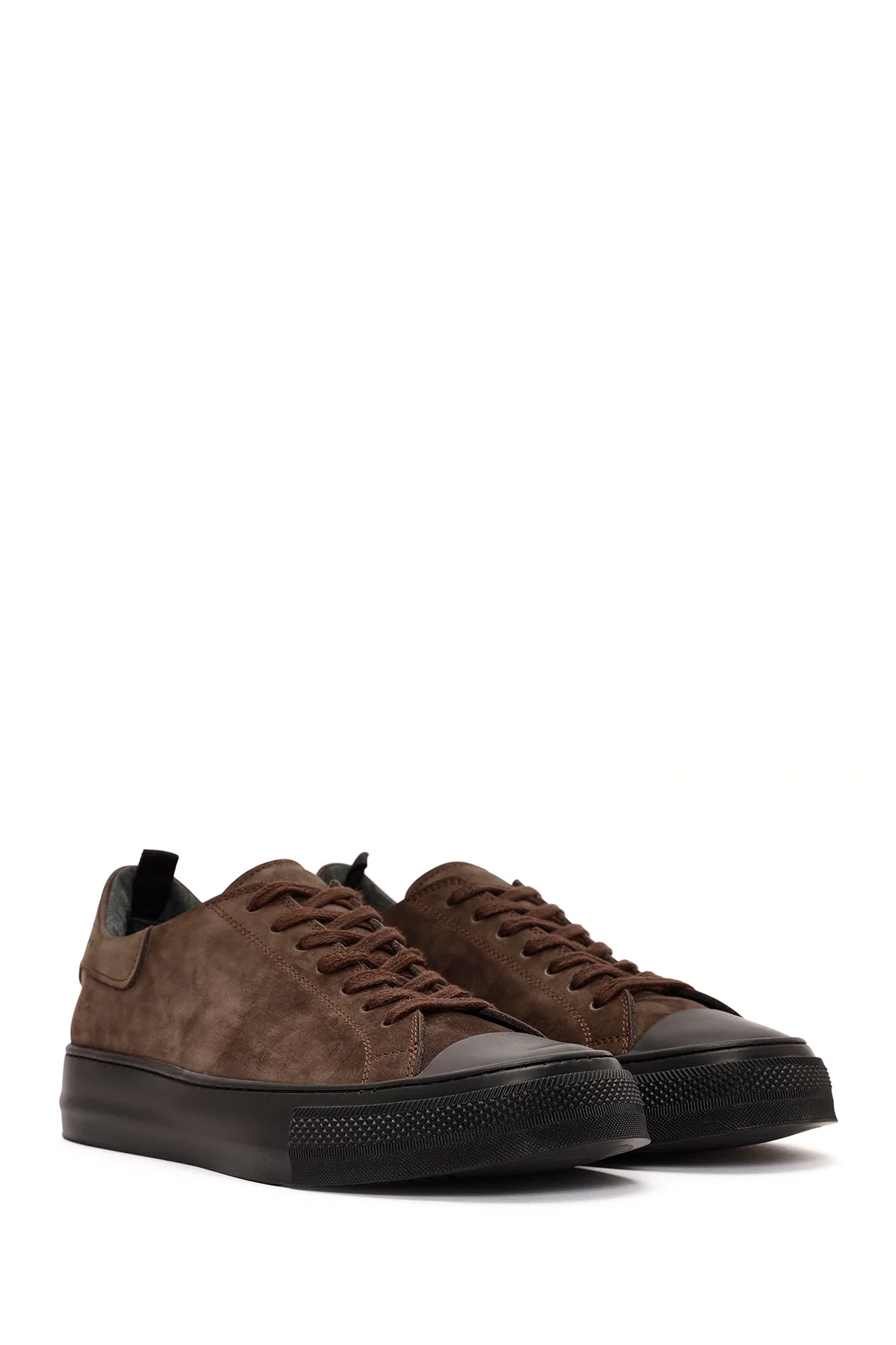 Erkek Kahverengi Bağcıklı Nubuk Deri Sneaker - Image 3