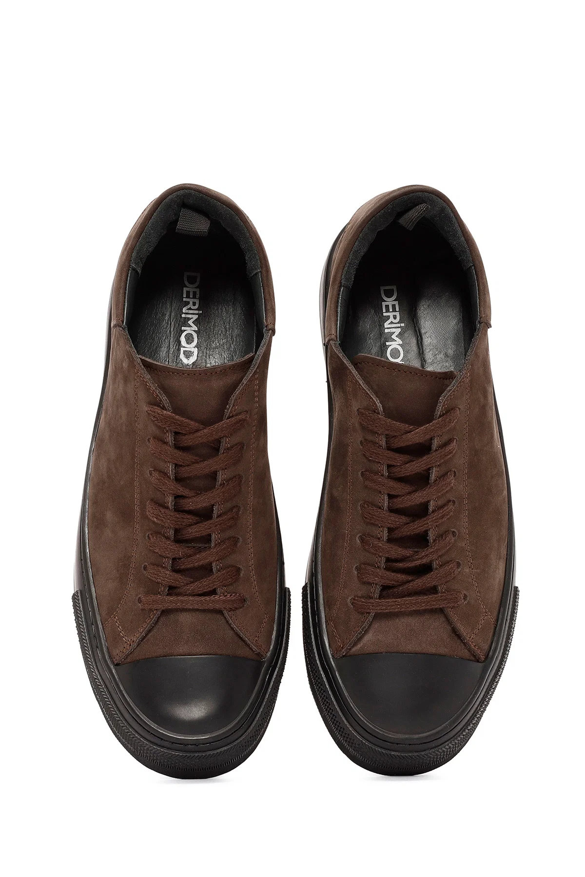 Erkek Kahverengi Bağcıklı Nubuk Deri Sneaker - Image 7