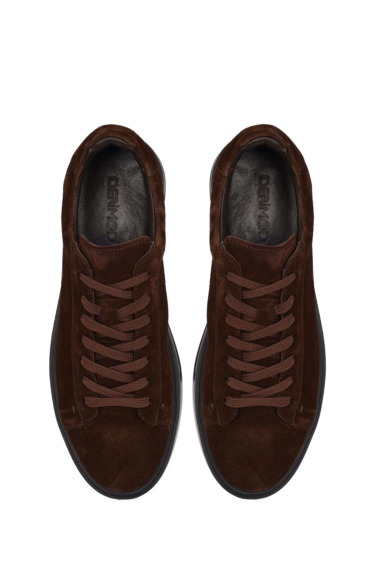 Erkek Kahverengi Bağcıklı Süet Deri Sneaker - Image 4