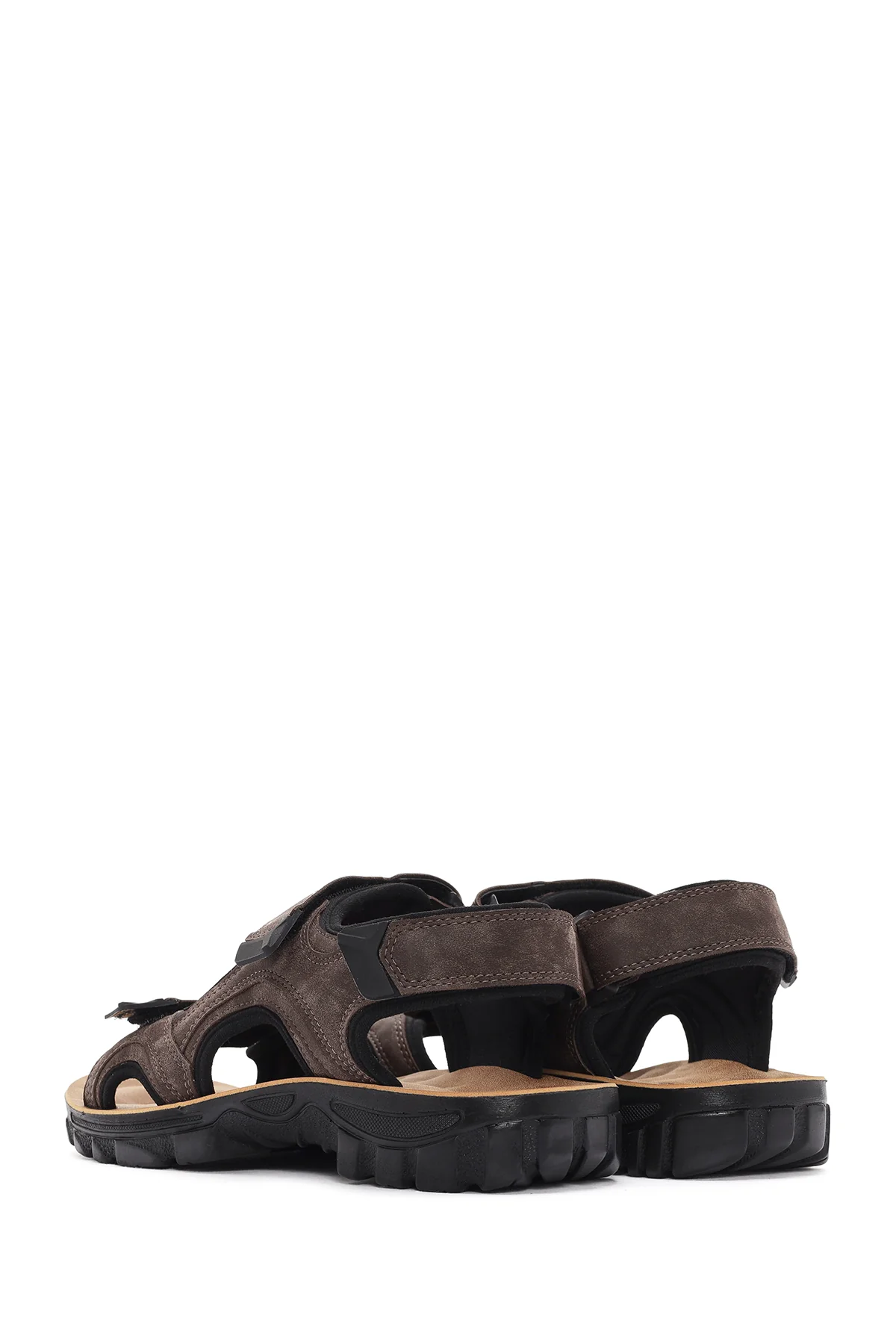 Erkek Kahverengi Bantlı Nubuk Deri Casual Sandalet - Image 5