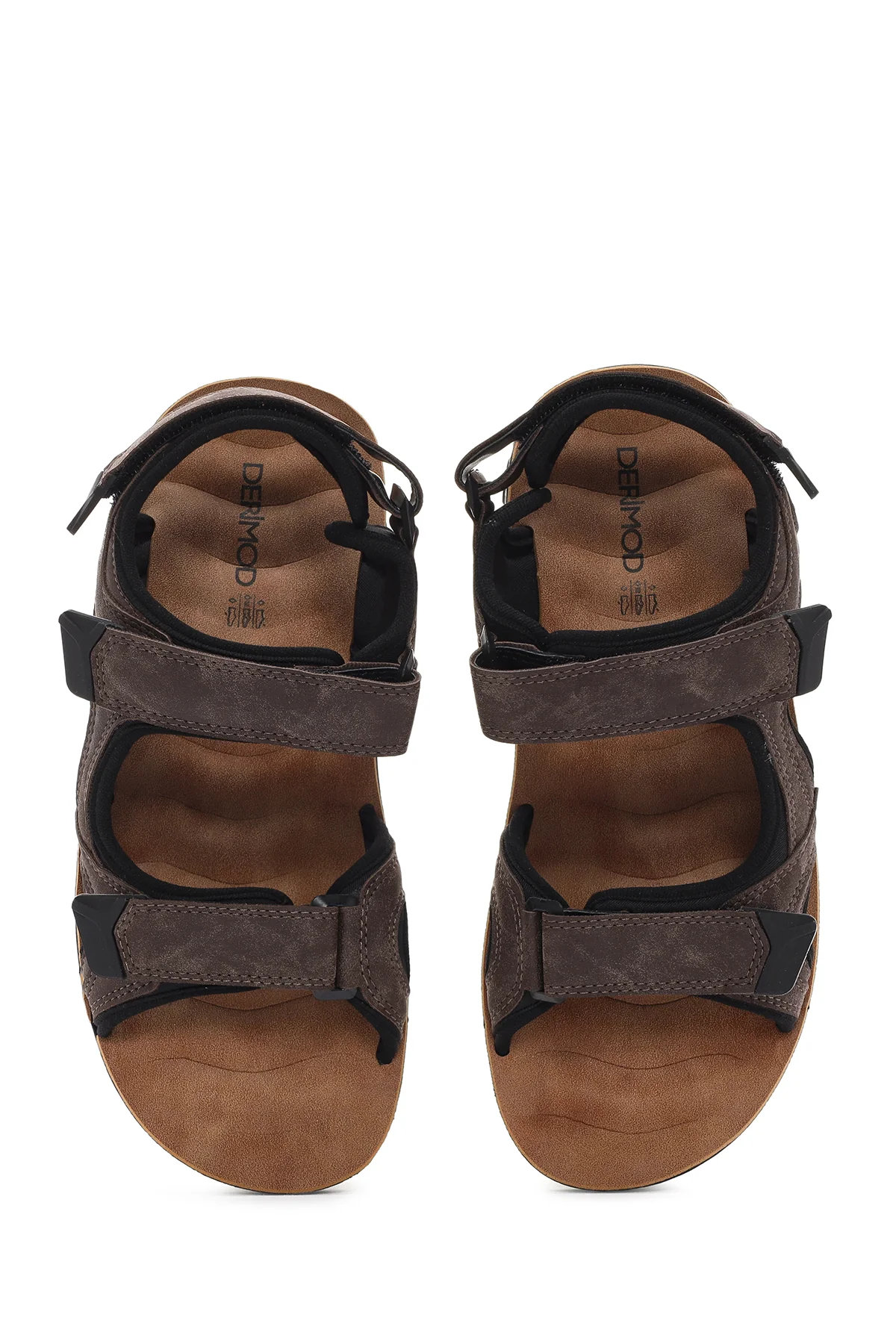 Erkek Kahverengi Bantlı Nubuk Deri Casual Sandalet - Image 7