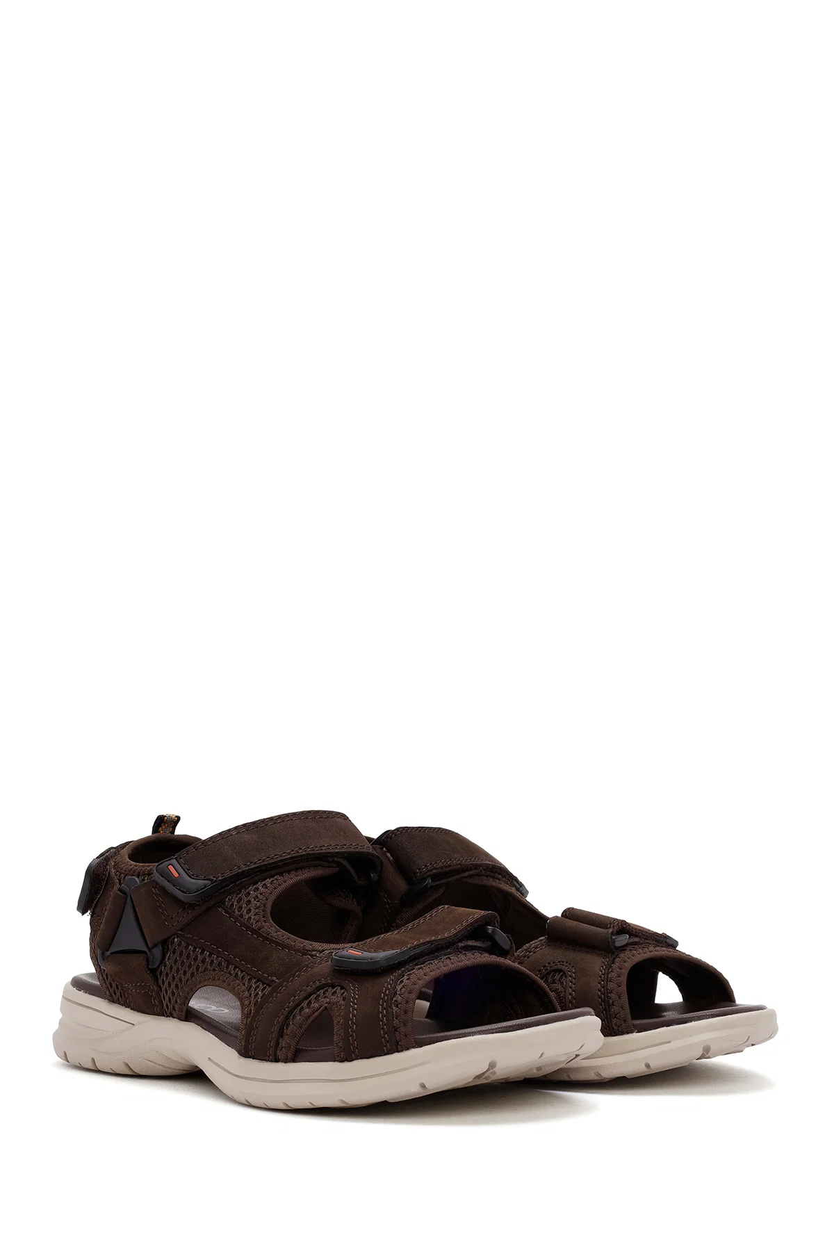 Erkek Kahverengi Bantlı Nubuk Deri Casual Sandalet - Image 3