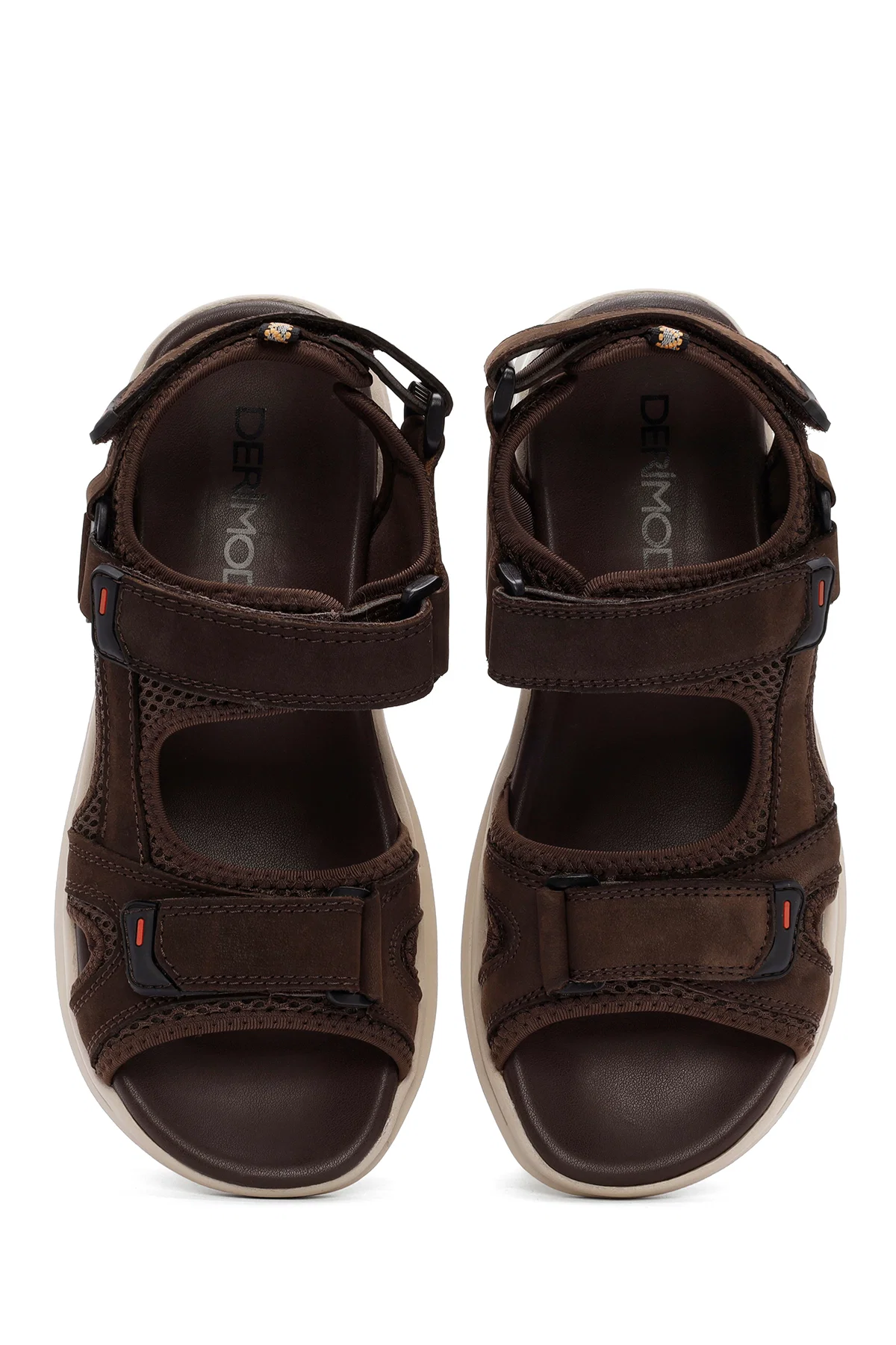 Erkek Kahverengi Bantlı Nubuk Deri Casual Sandalet - Image 7