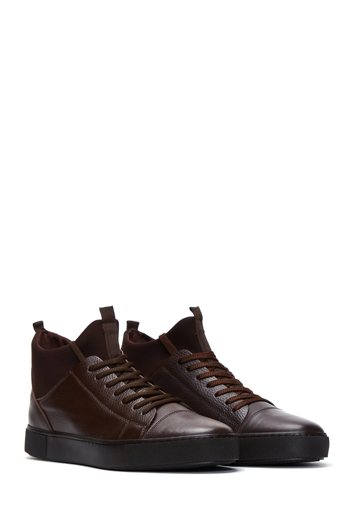 Erkek Kahverengi Deri Bilekli Sneaker - Image 3