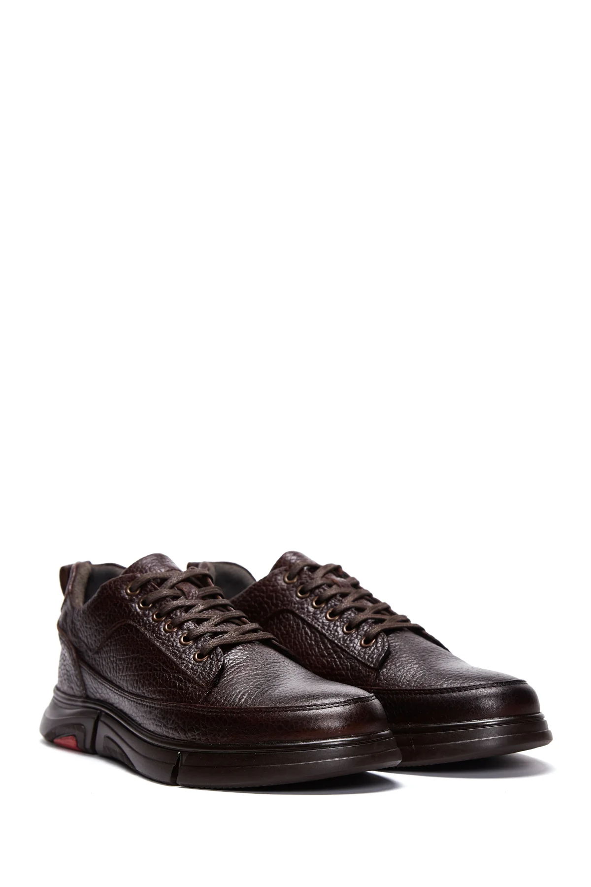 Erkek Kahverengi Deri Casual Sneaker - Image 3