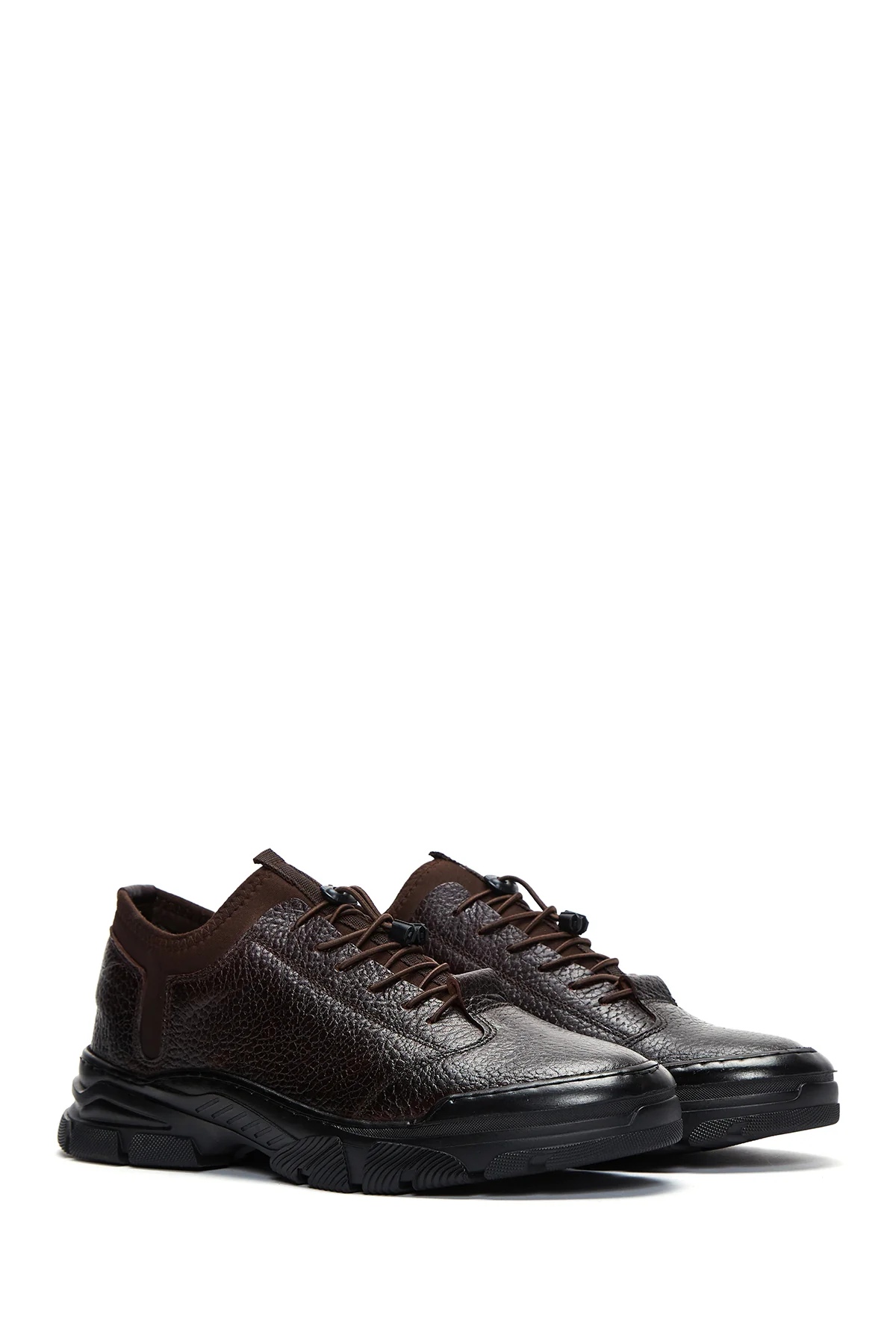Erkek Kahverengi Deri Casual Sneaker - Image 3