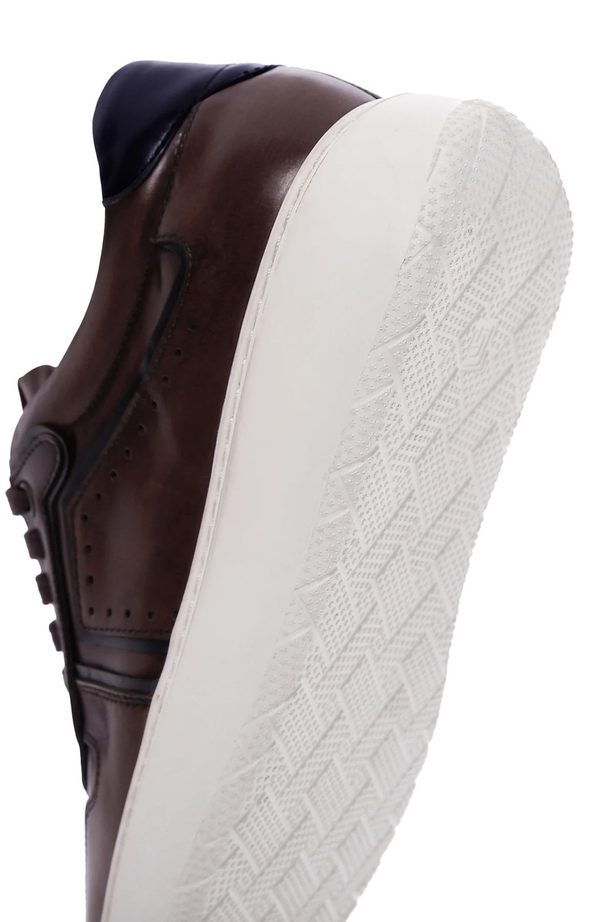 Erkek Kahverengi Deri Kalın Tabanlı Sneaker - Image 7