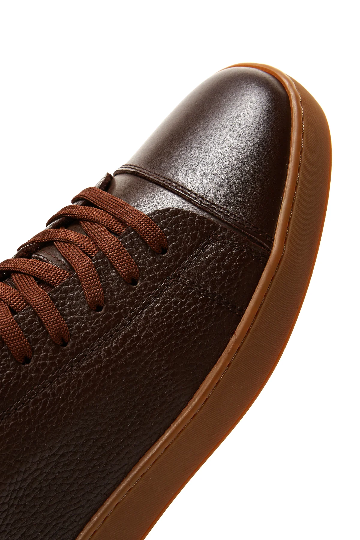 Erkek Kahverengi Deri Sneaker - Image 8
