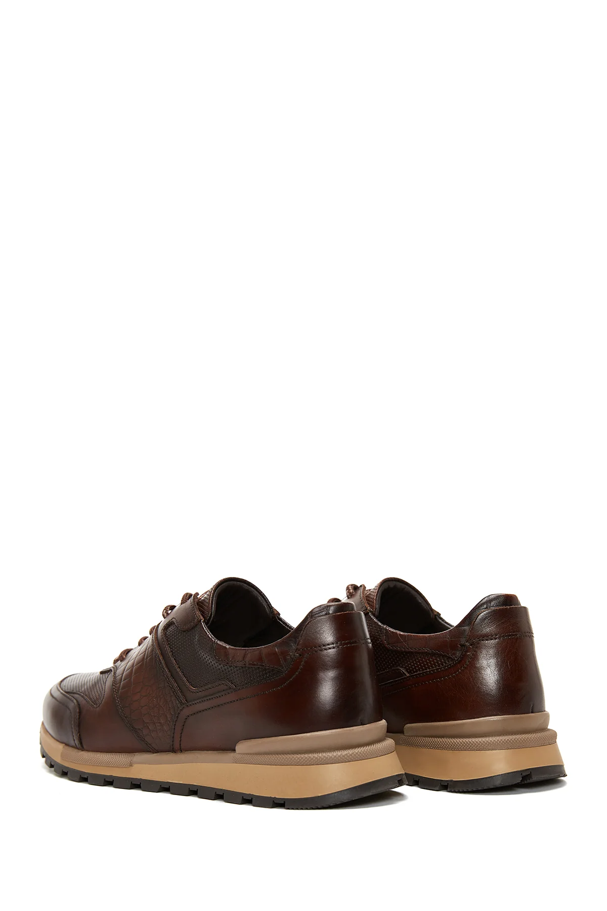 Erkek Kahverengi Deri Sneaker - Image 5