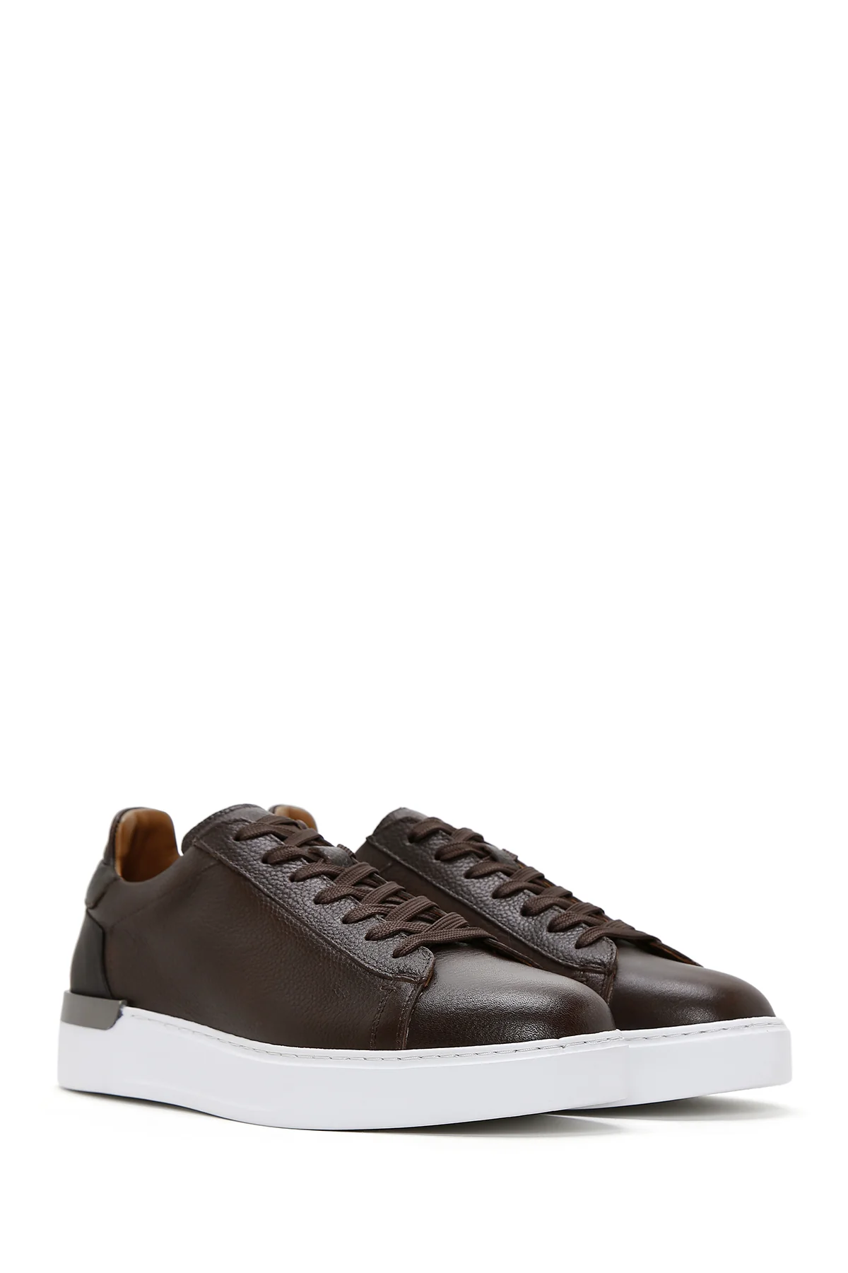 Erkek Kahverengi Deri Sneaker - Image 3