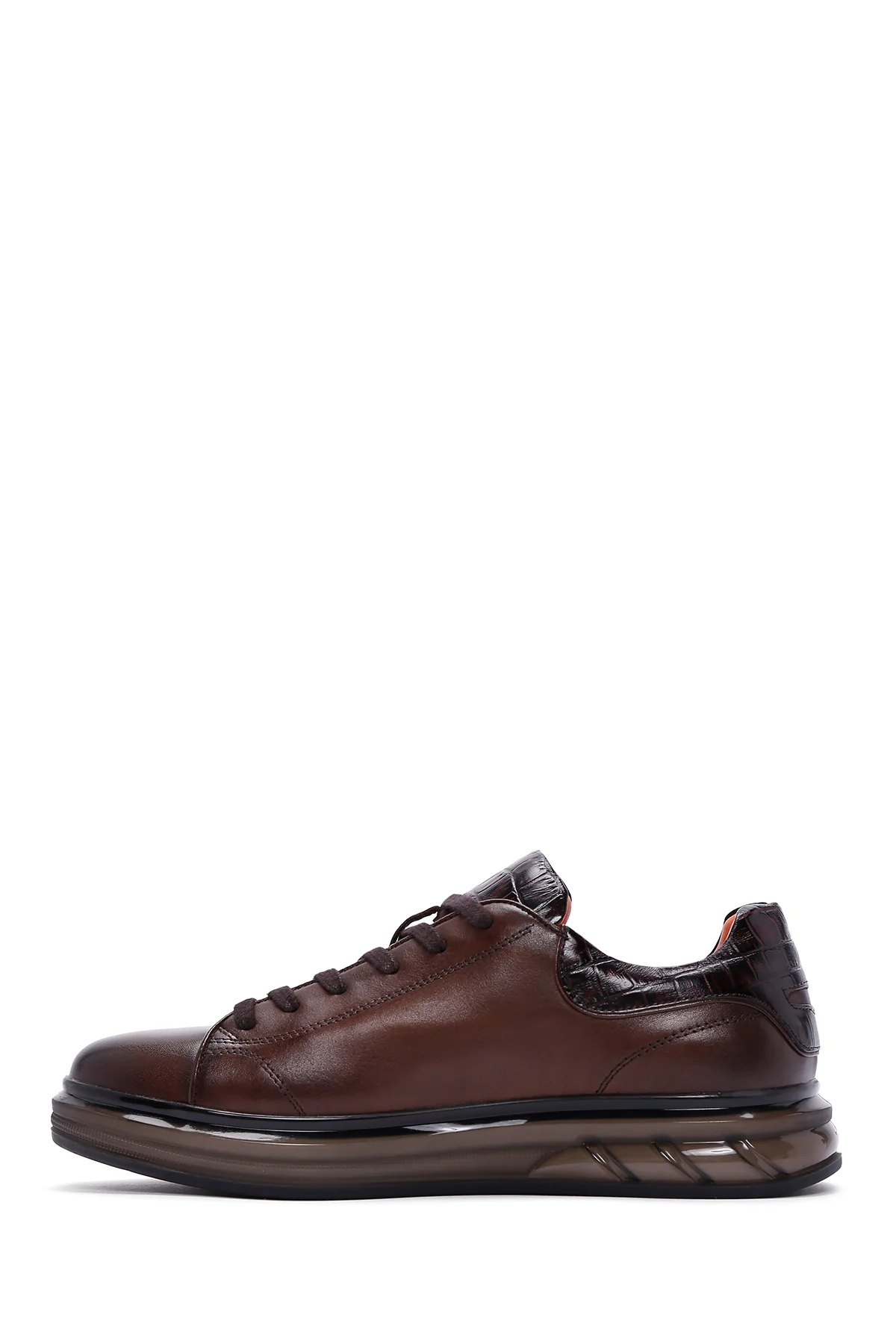 Erkek Kahverengi Deri Sneaker - Image 2