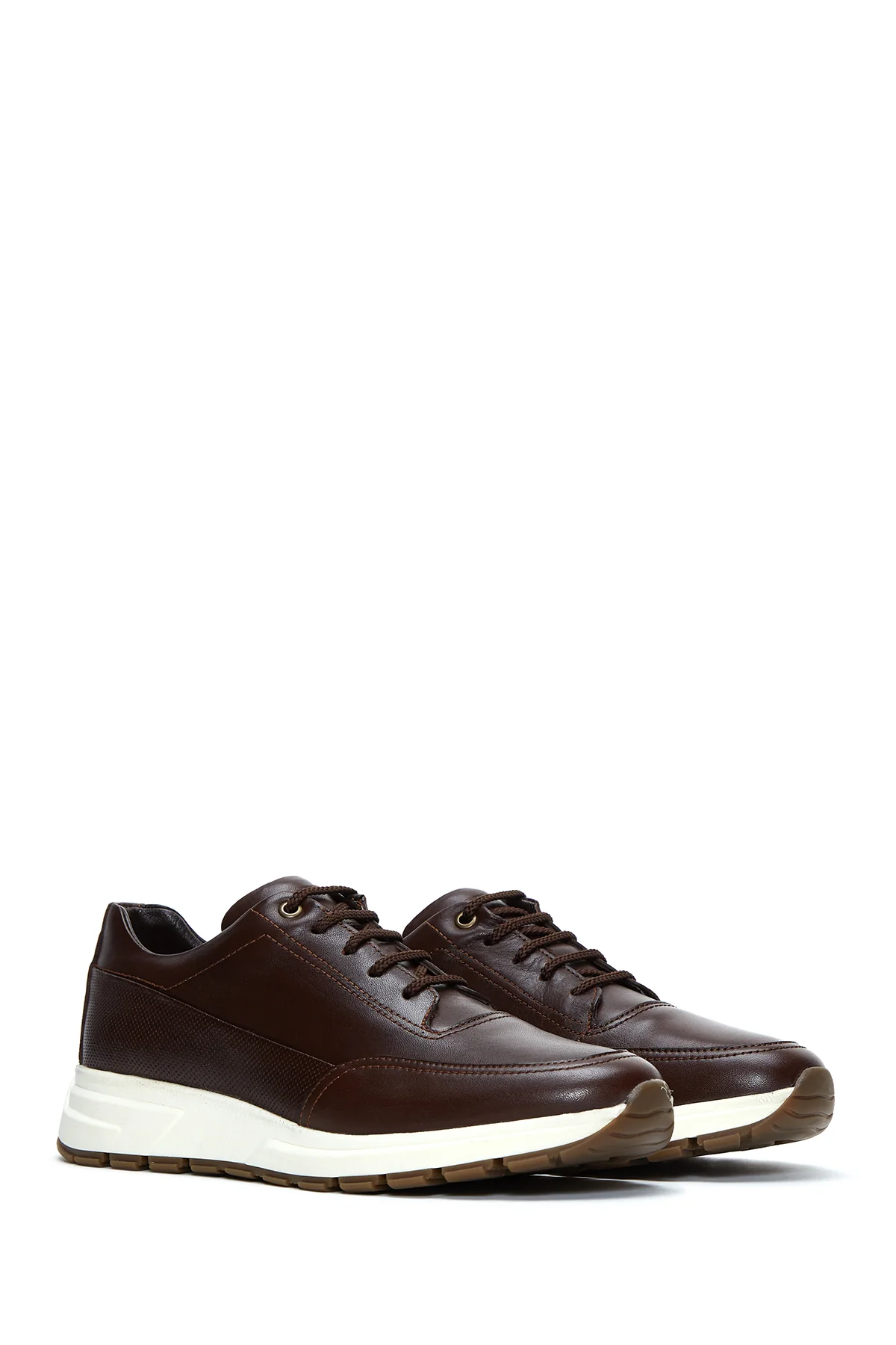 Erkek Kahverengi Deri Sneaker - Image 3
