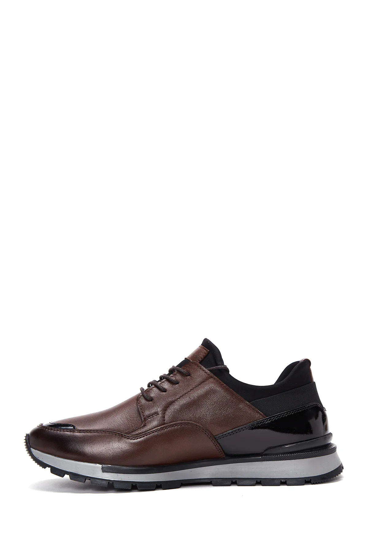 Erkek Kahverengi Deri Sneaker - Image 2