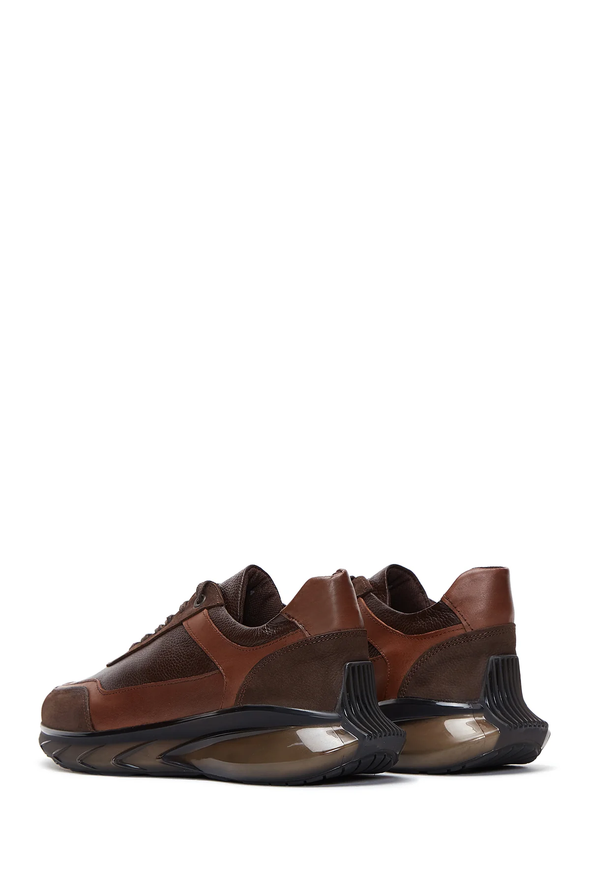 Erkek Kahverengi Deri Sneaker - Image 4