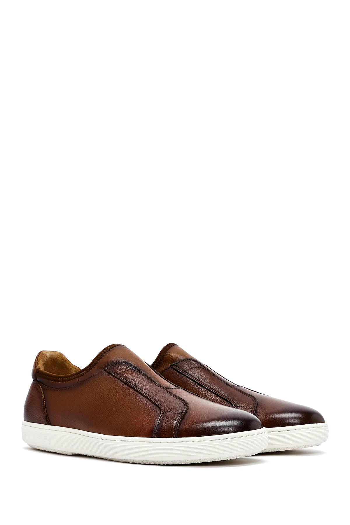 Erkek Kahverengi Deri Sneaker - Image 3