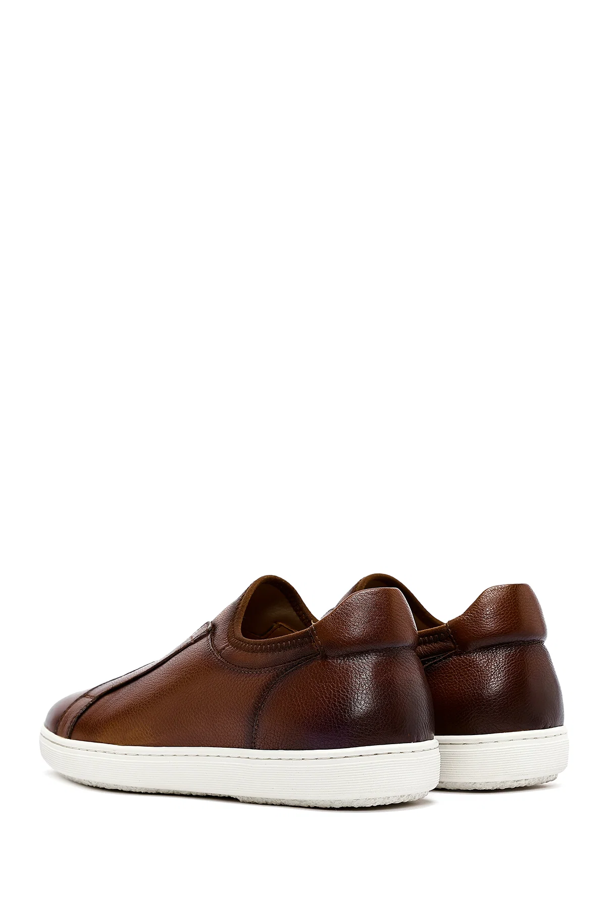Erkek Kahverengi Deri Sneaker - Image 5