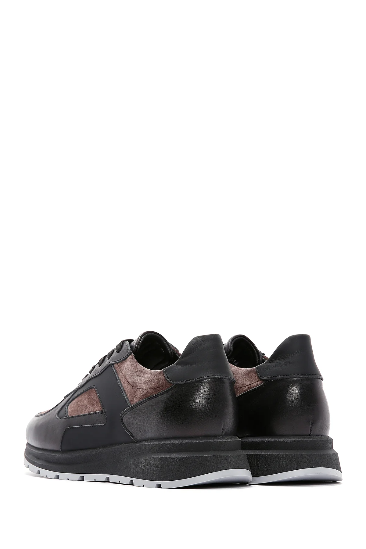 Erkek Kahverengi Deri Süet Detaylı Kalın Tabanlı Sneaker - Image 5