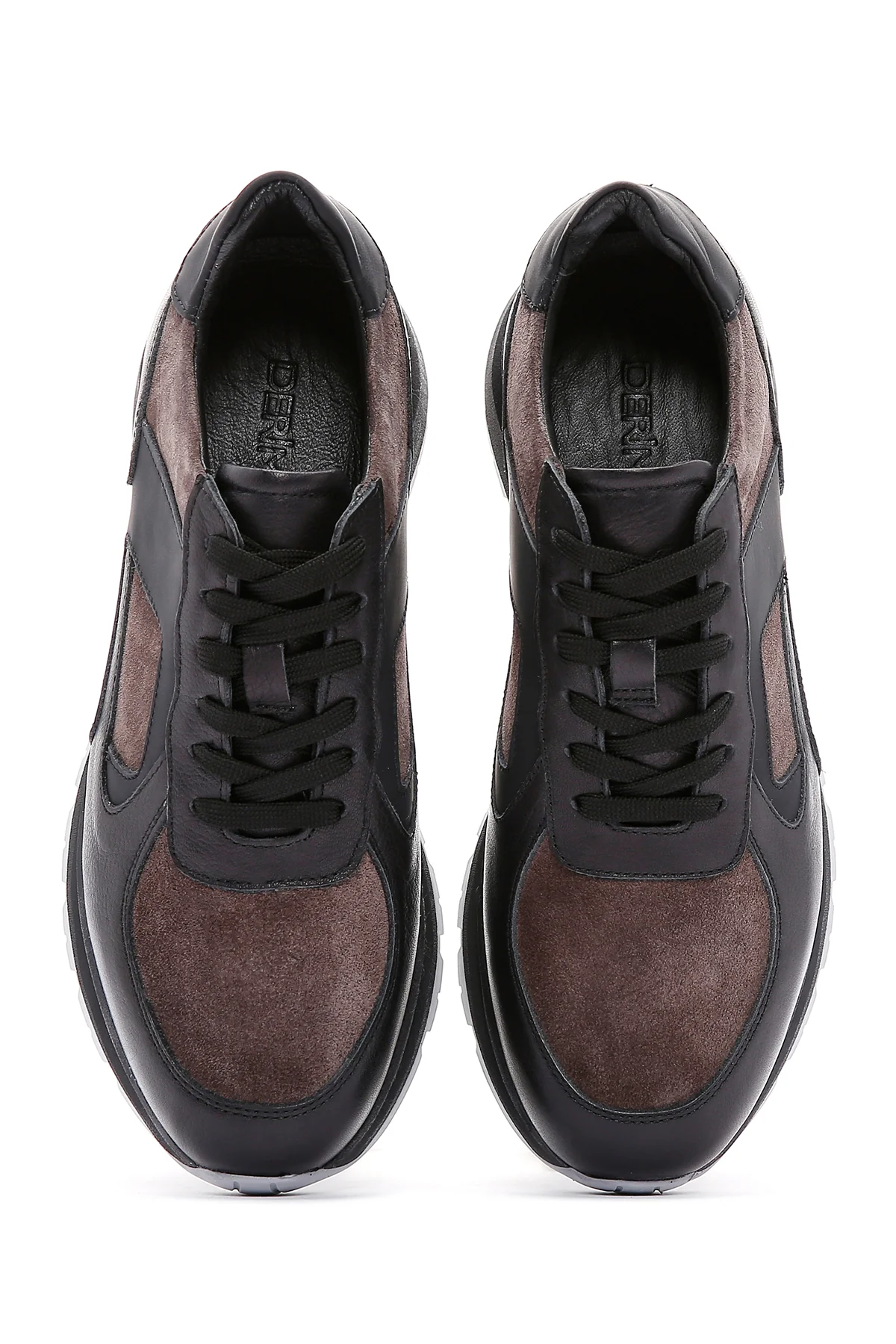 Erkek Kahverengi Deri Süet Detaylı Kalın Tabanlı Sneaker - Image 6