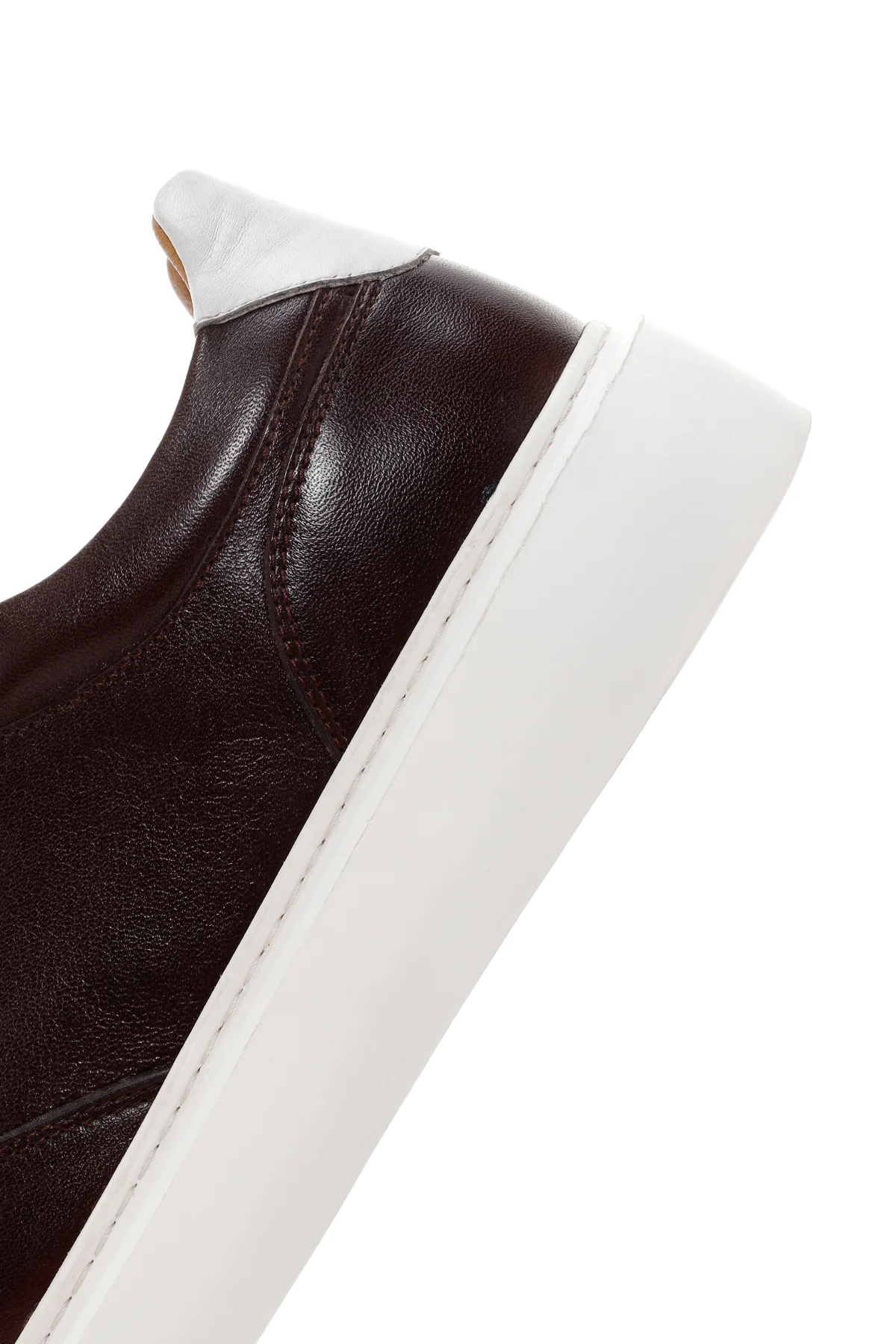 Erkek Kahverengi Kalın Tabanlı Bağcıklı Deri Sneaker - Image 7